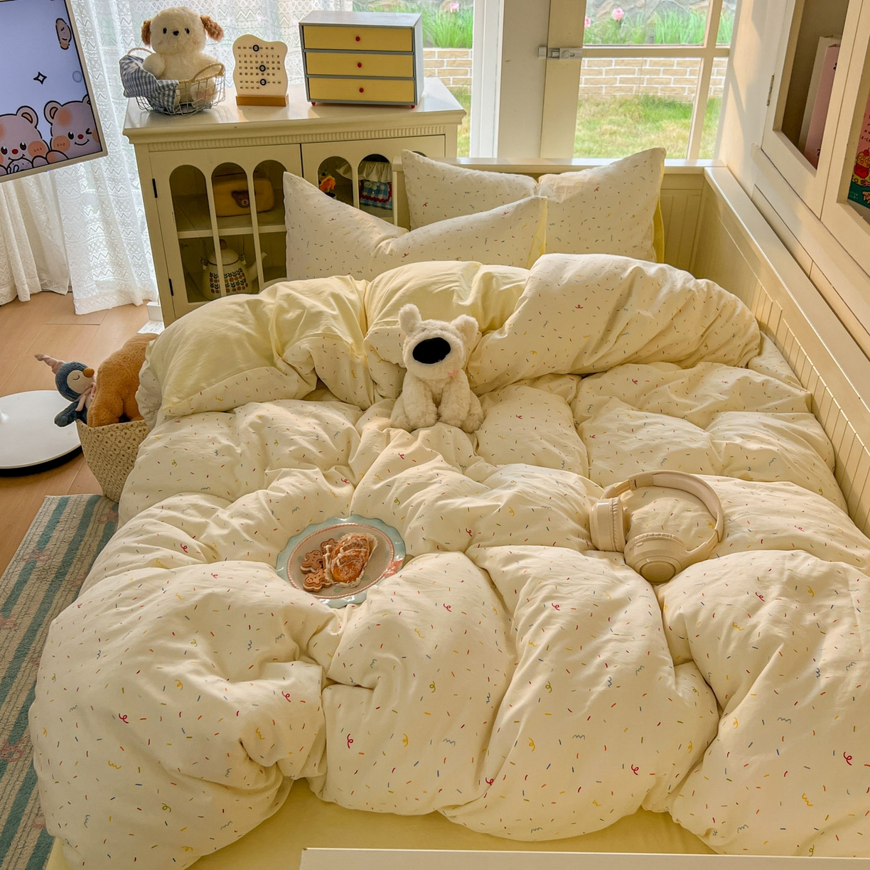 91家纺网 家纺一手货源 找家纺 （总）冕悠家纺 2026新款超柔软105克卡通水洗棉四件套 提供买家秀