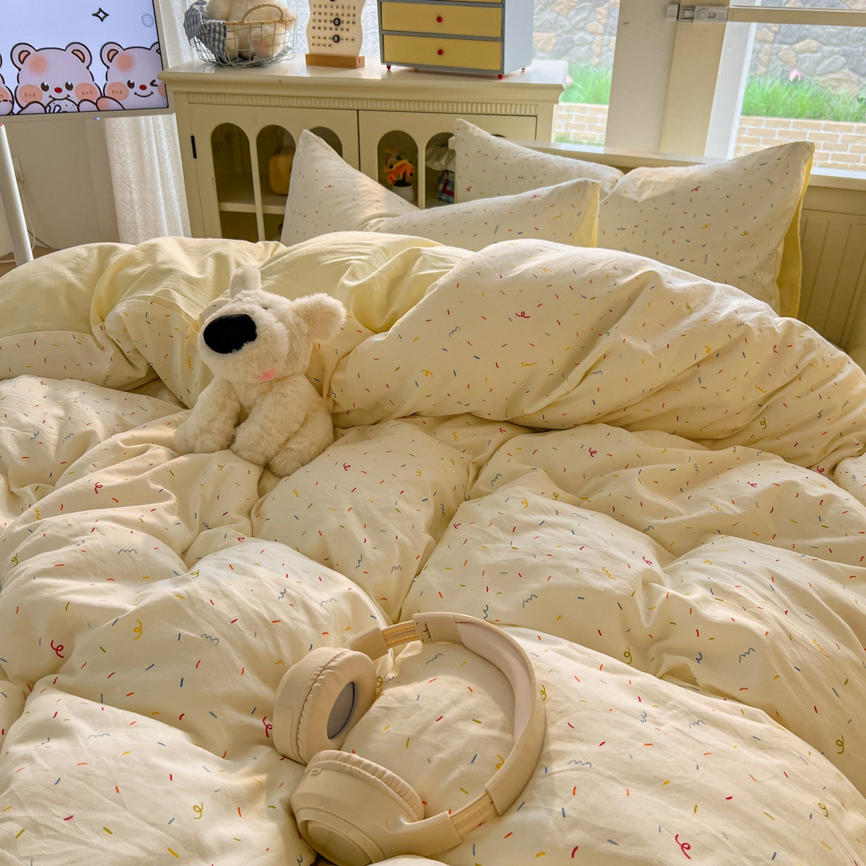 91家纺网 家纺一手货源 找家纺 （总）冕悠家纺 2026新款超柔软105克卡通水洗棉四件套 提供买家秀