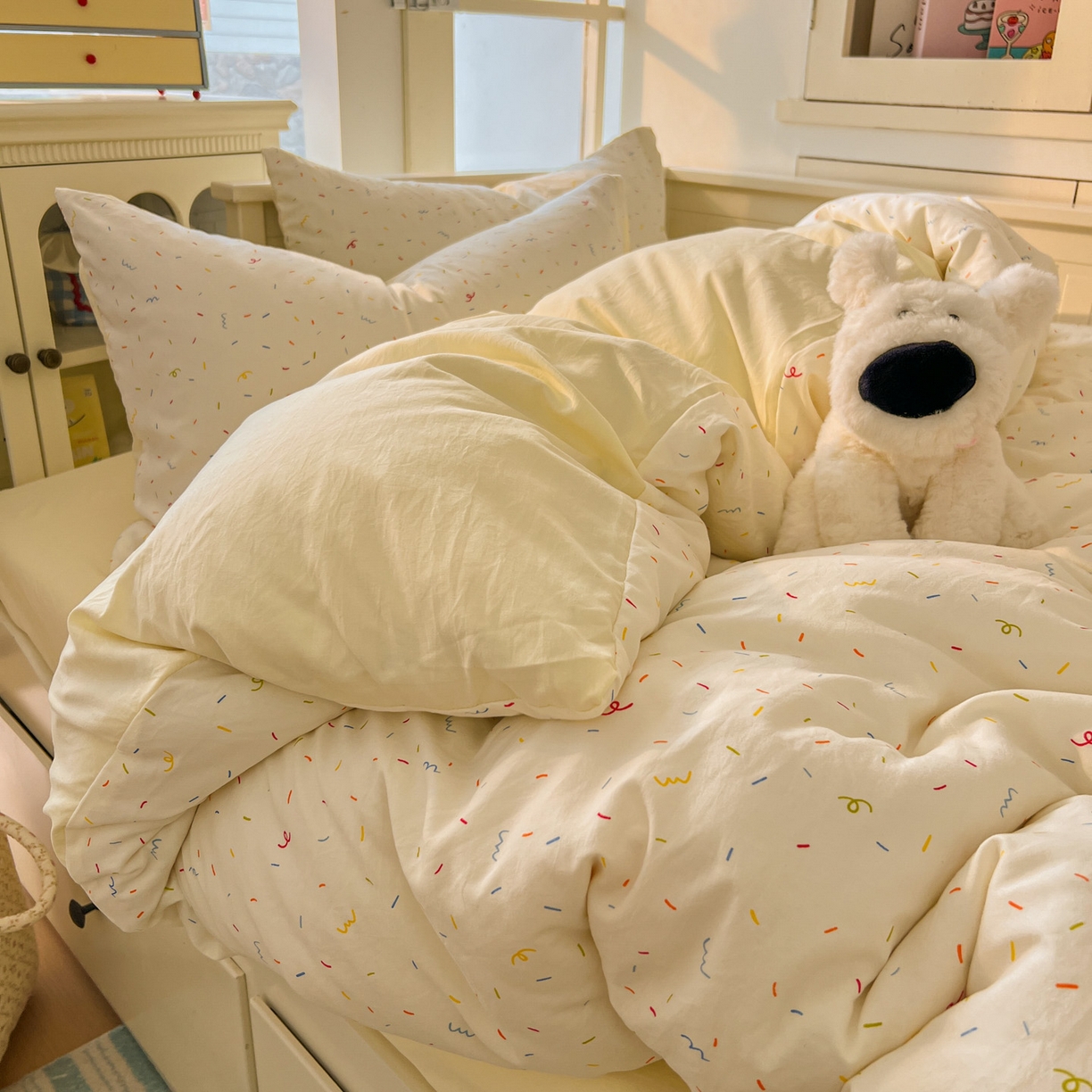 91家纺网 家纺一手货源 找家纺 （总）冕悠家纺 2026新款超柔软105克卡通水洗棉四件套 提供买家秀