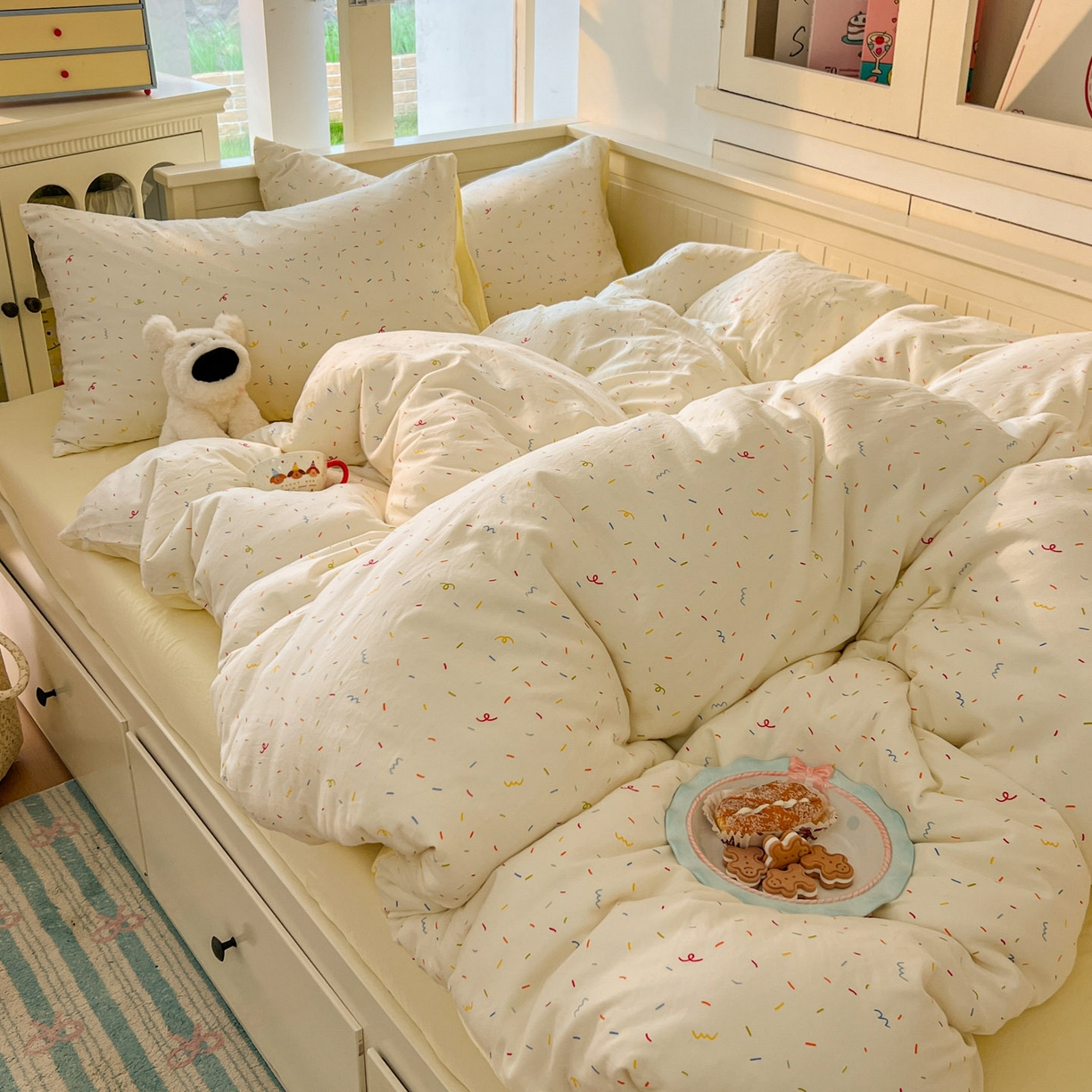 91家纺网 家纺一手货源 找家纺 （总）冕悠家纺 2026新款超柔软105克卡通水洗棉四件套 提供买家秀