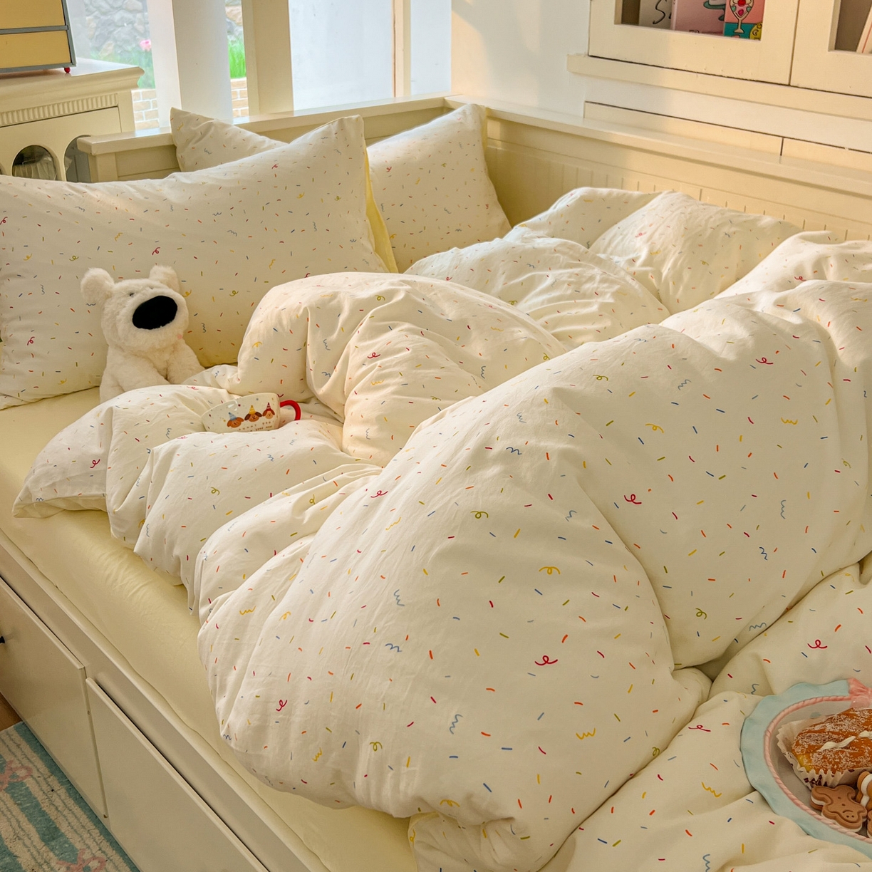 91家纺网 家纺一手货源 找家纺 （总）冕悠家纺 2026新款超柔软105克卡通水洗棉四件套 提供买家秀