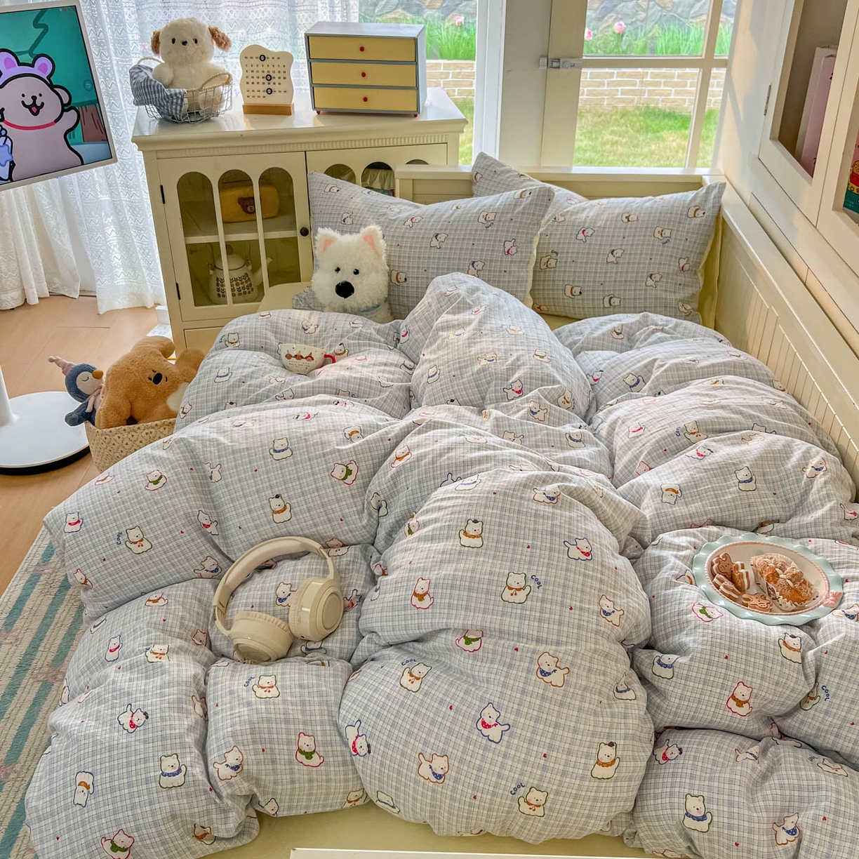 91家纺网 家纺一手货源 找家纺 （总）冕悠家纺 2026新款超柔软105克卡通水洗棉四件套 提供买家秀