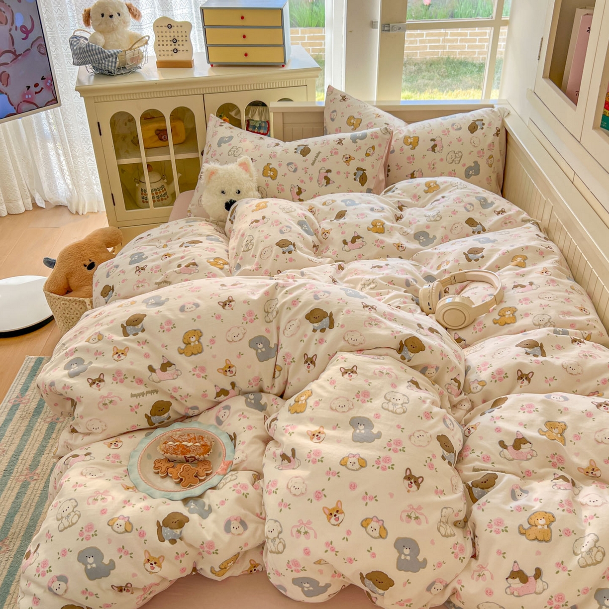 91家纺网 家纺一手货源 找家纺 （总）冕悠家纺 2026新款超柔软105克卡通水洗棉四件套 提供买家秀