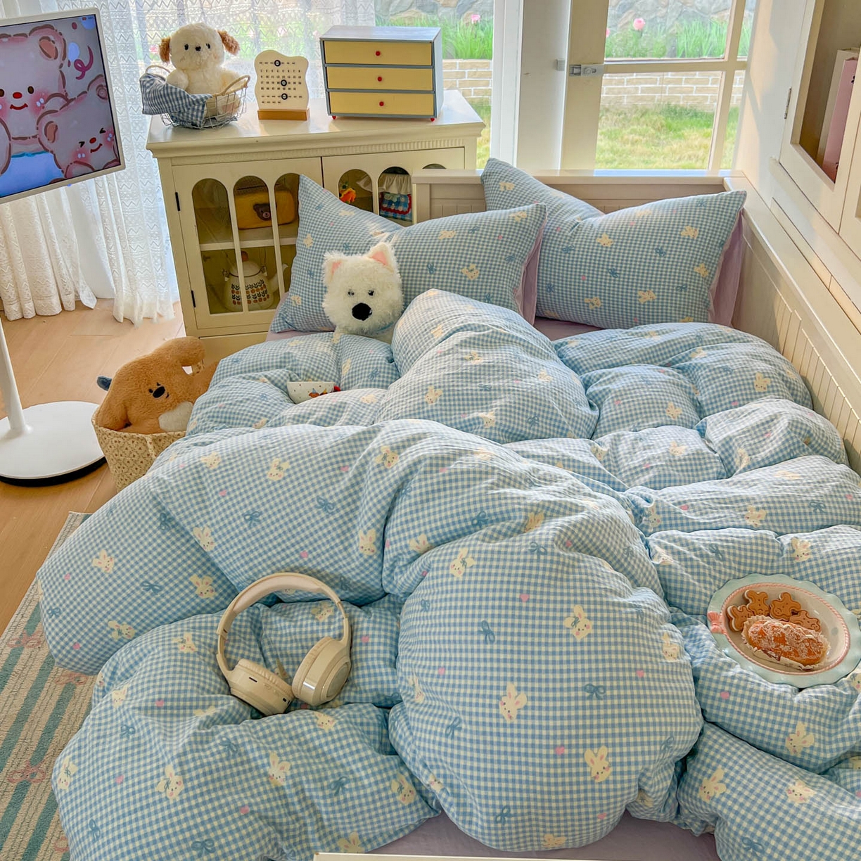 91家纺网 家纺一手货源 找家纺 （总）冕悠家纺 2026新款超柔软105克卡通水洗棉四件套 提供买家秀