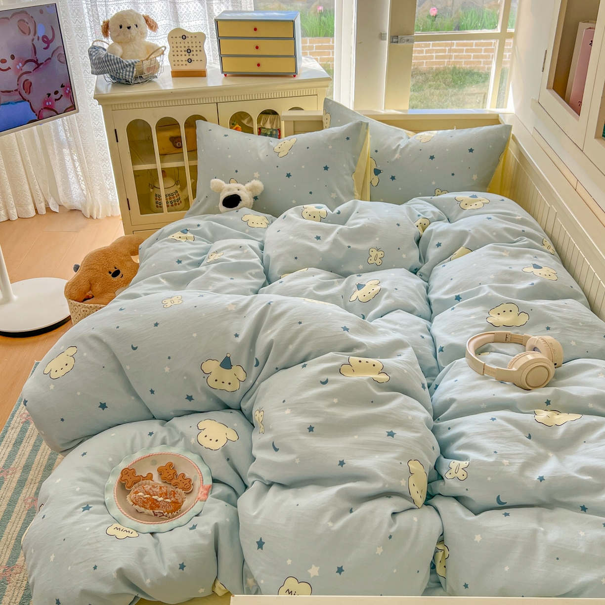 91家纺网 家纺一手货源 找家纺 （总）冕悠家纺 2026新款超柔软105克卡通水洗棉四件套 提供买家秀