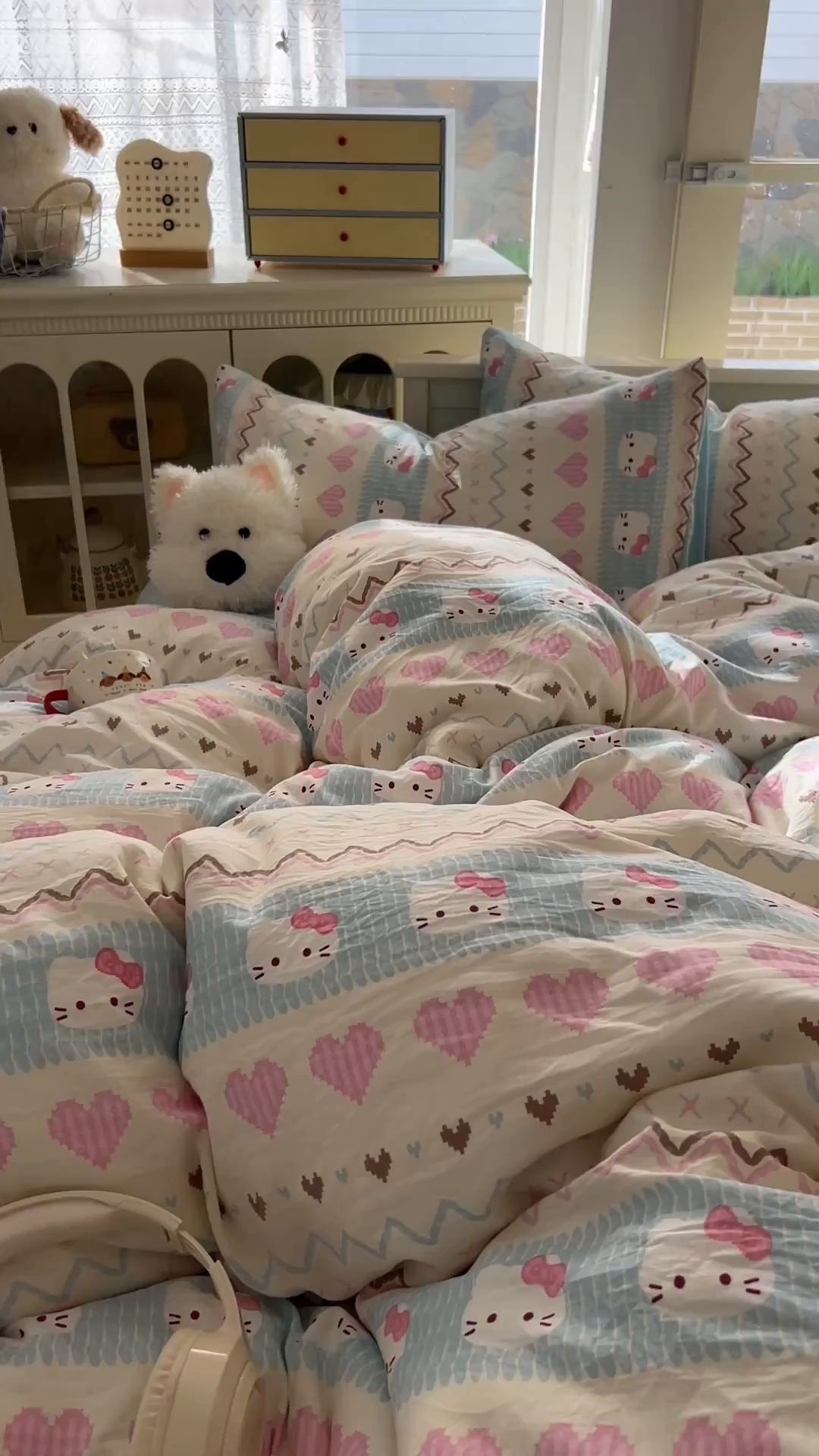 91家纺网 家纺一手货源 找家纺 冕悠家纺 2026新款超柔软105克卡通水洗棉四件套 提供买家秀 猫猫奶蓝