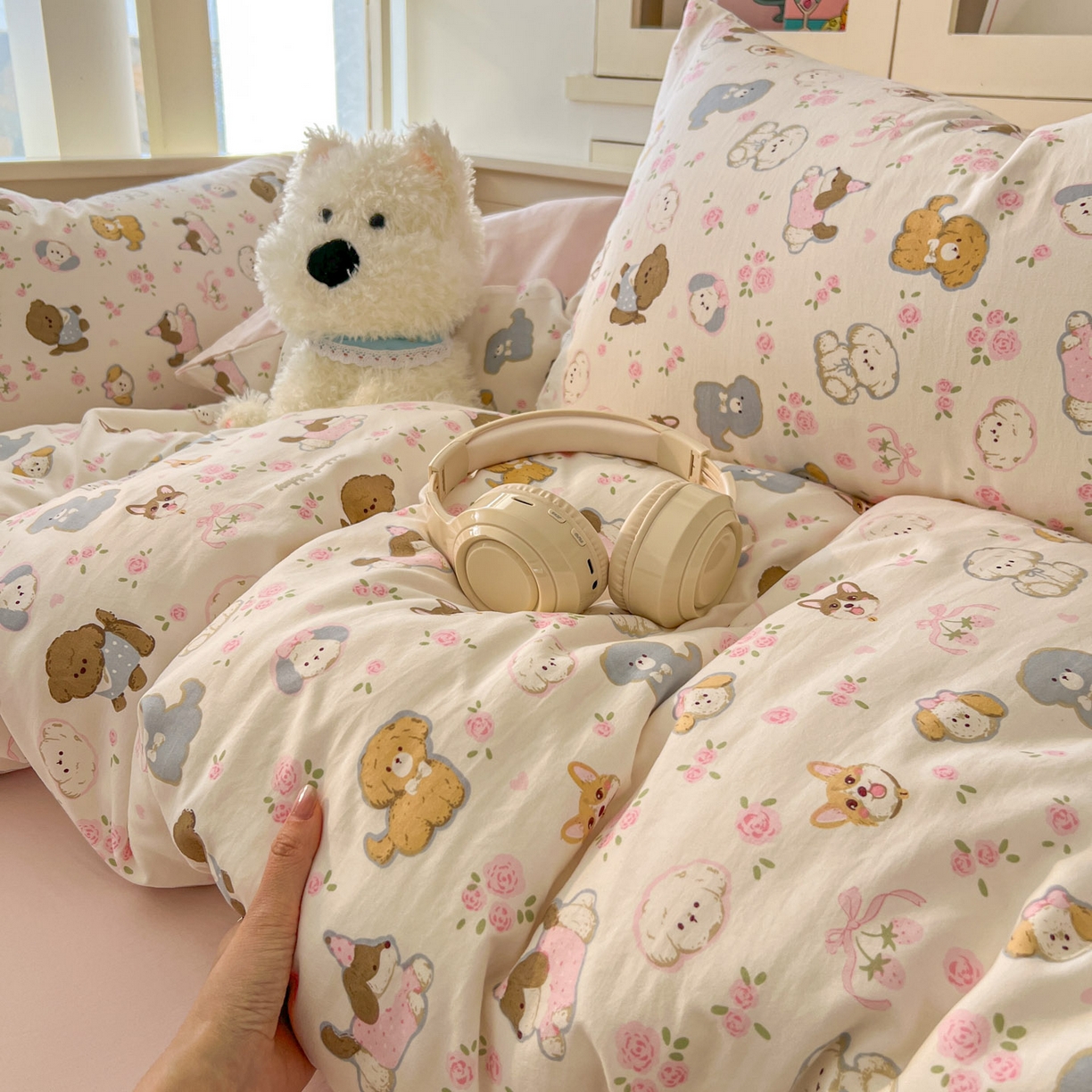 91家纺网 家纺一手货源 找家纺 冕悠家纺 2026新款超柔软105克卡通水洗棉四件套 提供买家秀 奶酪派派对