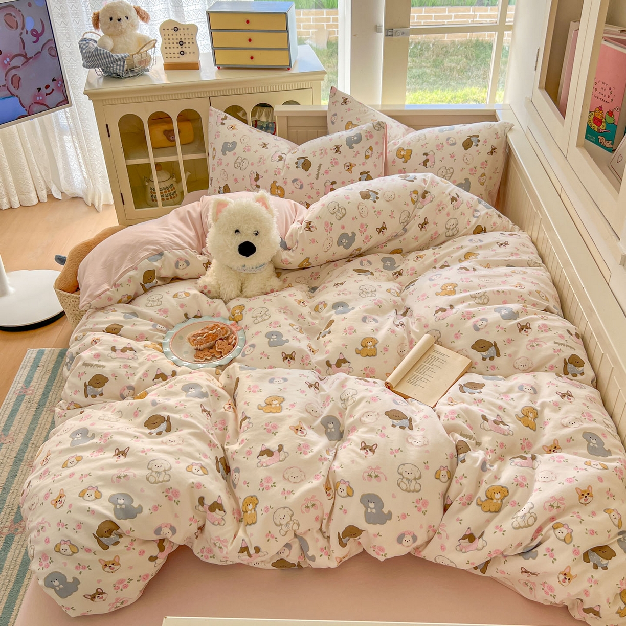 91家纺网 家纺一手货源 找家纺 冕悠家纺 2026新款超柔软105克卡通水洗棉四件套 提供买家秀 奶酪派派对