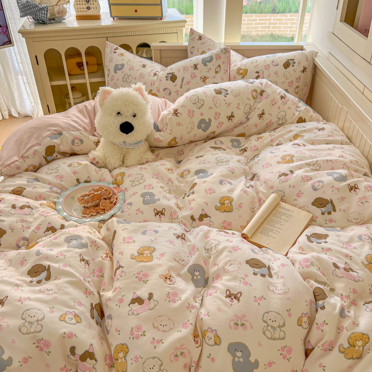 91家纺网 家纺一手货源 找家纺 冕悠家纺 2026新款超柔软105克卡通水洗棉四件套 提供买家秀 奶酪派派对