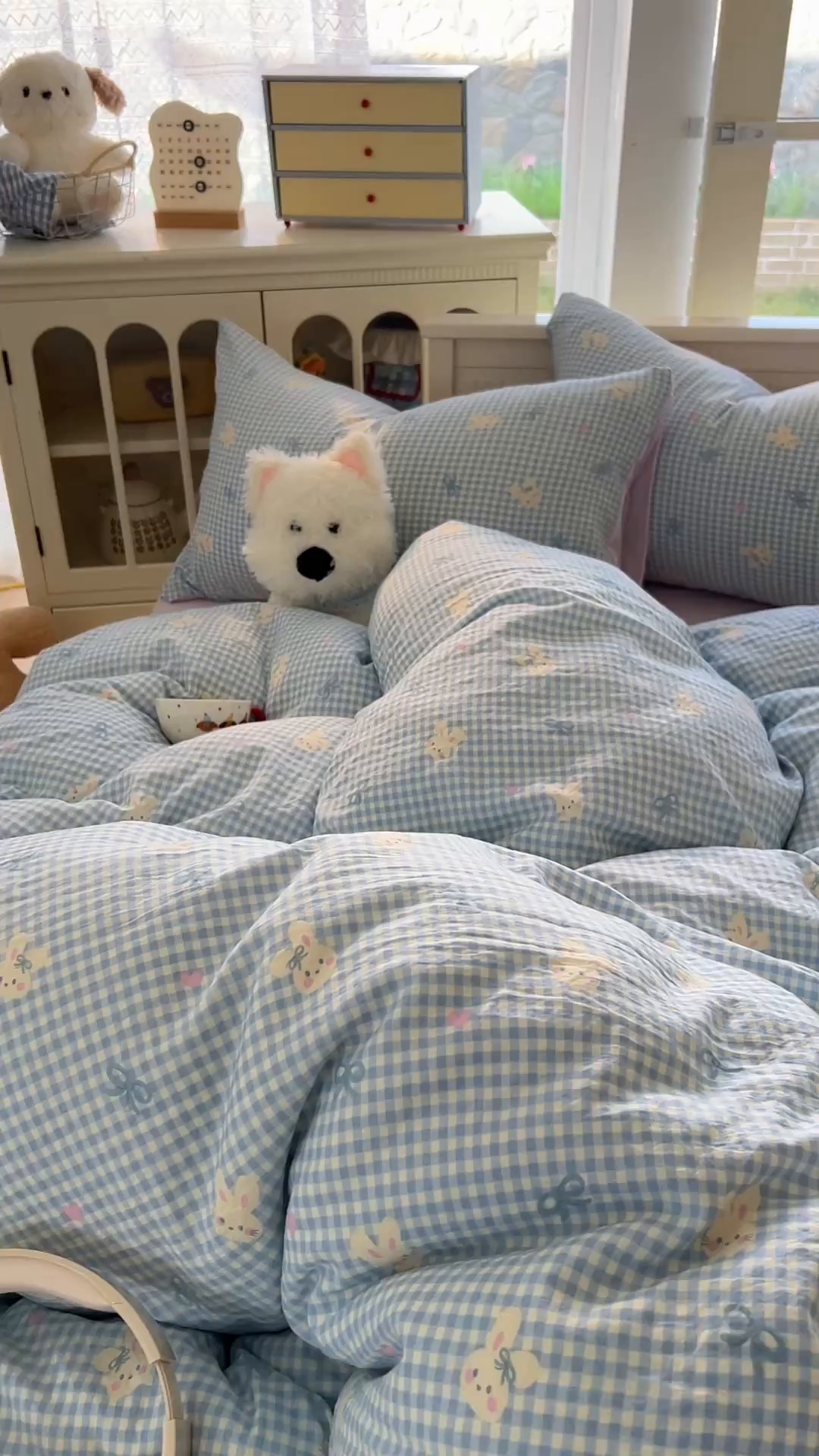 91家纺网 家纺一手货源 找家纺 冕悠家纺 2026新款超柔软105克卡通水洗棉四件套 提供买家秀 兔兔奶黄