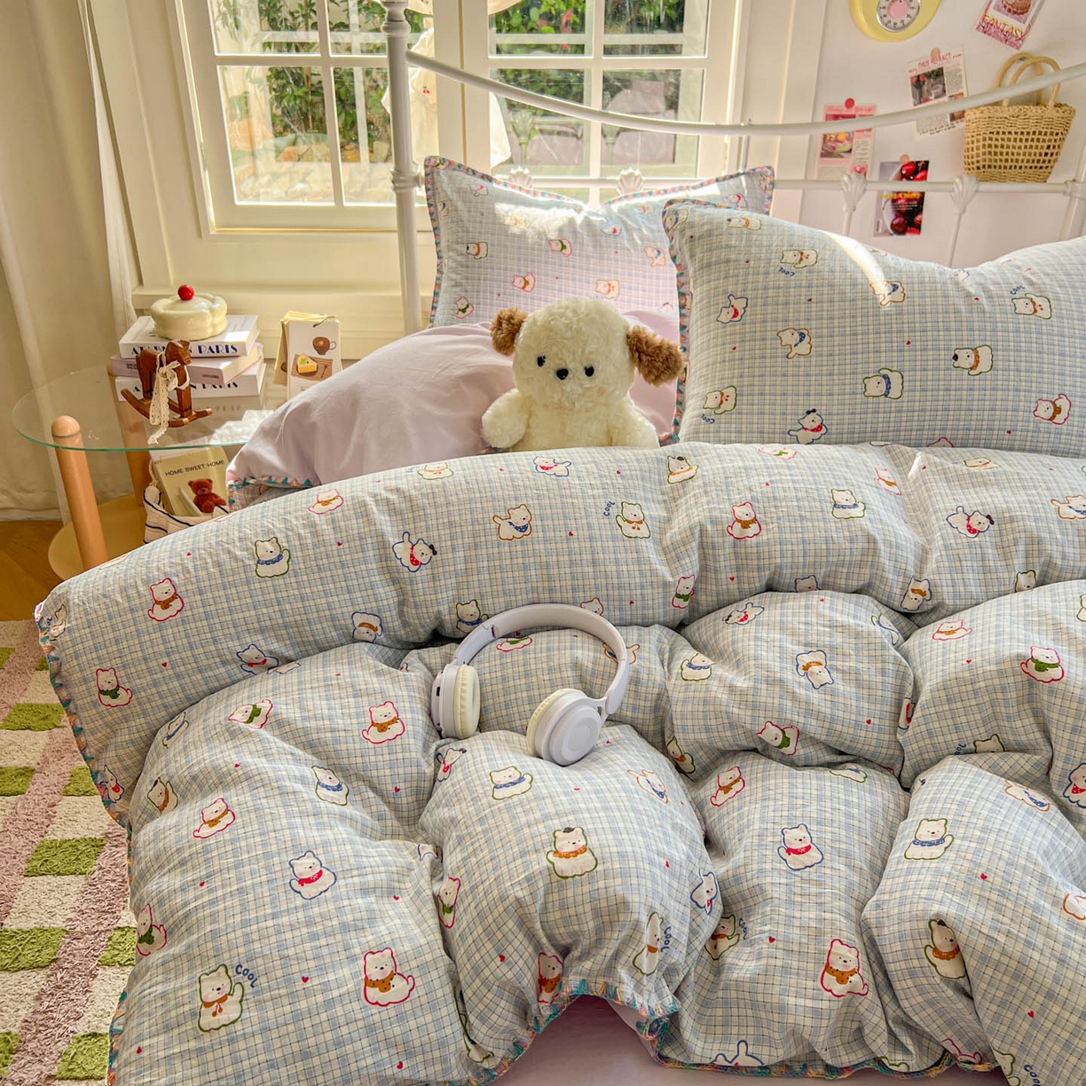 91家纺网 家纺一手货源 找家纺 （总）冕悠家纺 2026新款超柔软卡通七彩贝壳边水洗棉四件套 提供买家秀