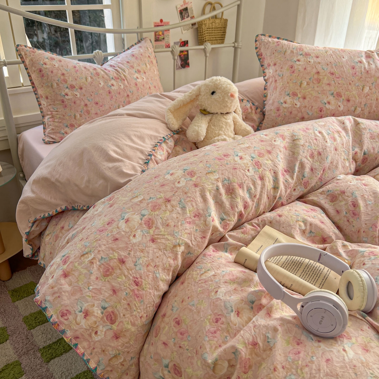 91家纺网 家纺一手货源 找家纺 冕悠家纺 2026新款超柔软卡通七彩贝壳边水洗棉四件套 提供买家秀 七彩- 留香