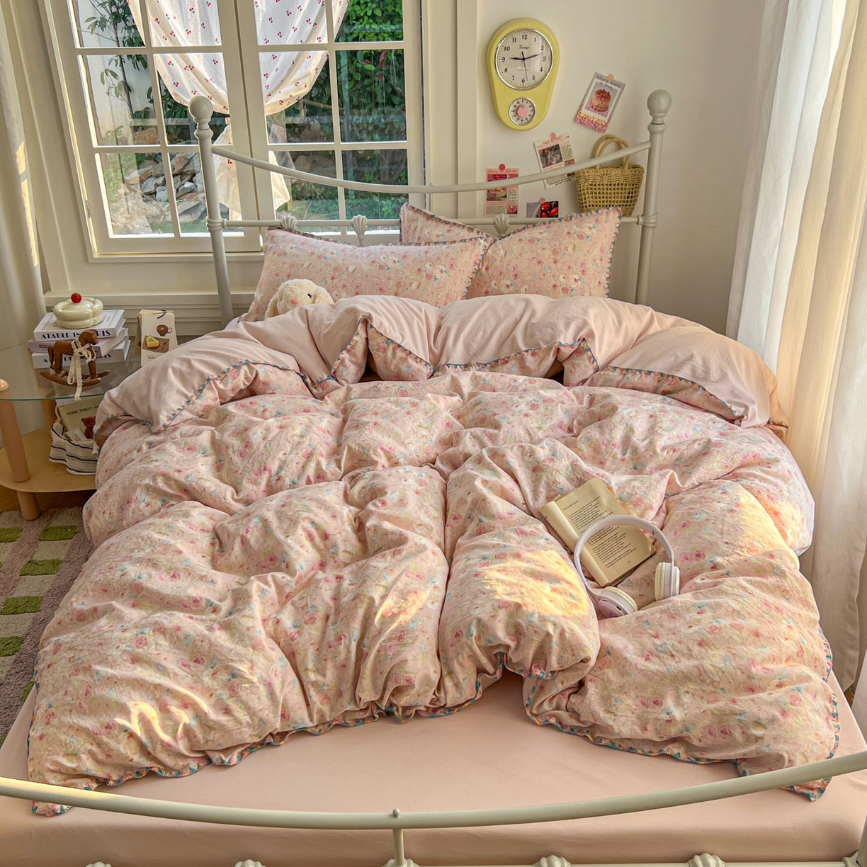 91家纺网 家纺一手货源 找家纺 冕悠家纺 2026新款超柔软卡通七彩贝壳边水洗棉四件套 提供买家秀 七彩- 留香