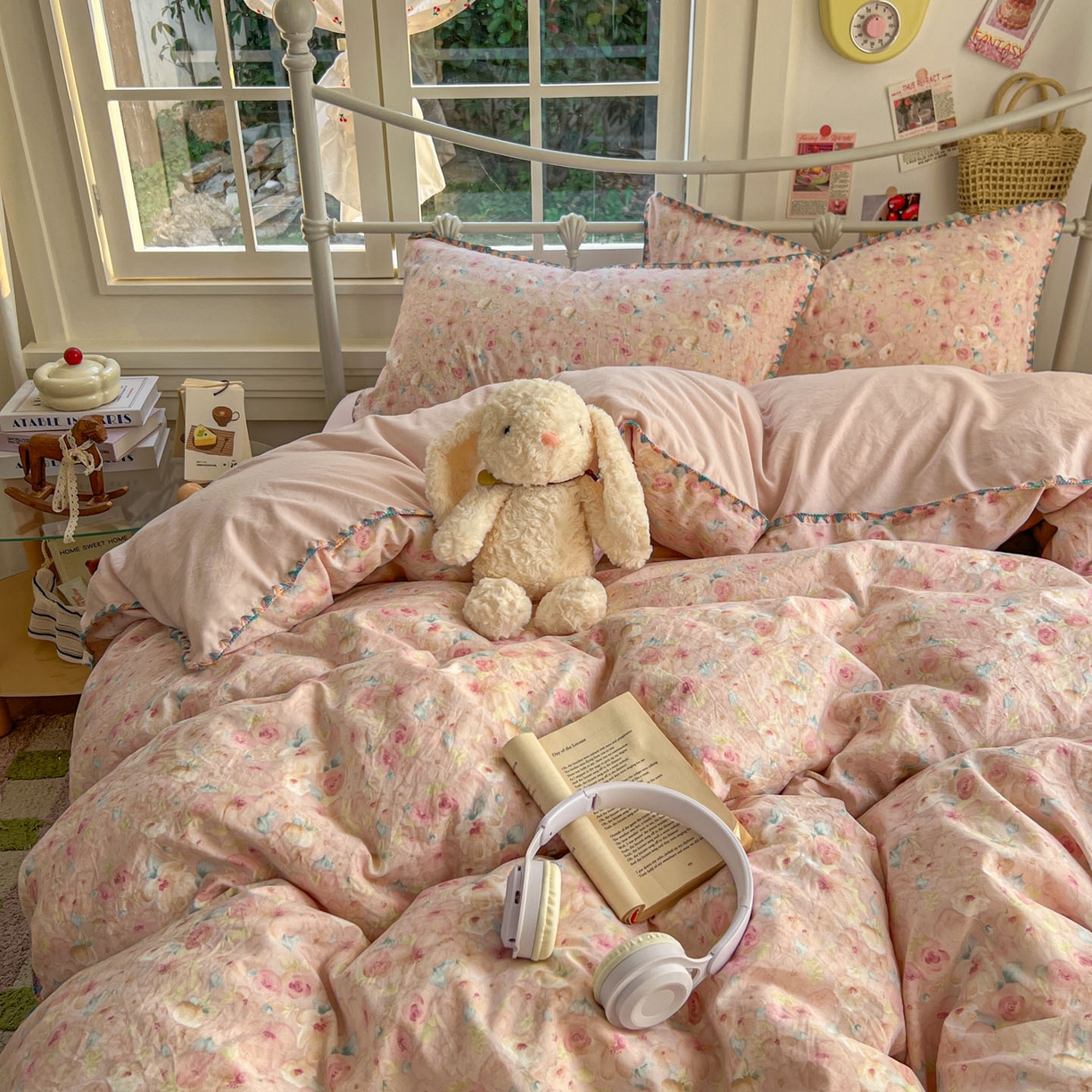 91家纺网 家纺一手货源 找家纺 冕悠家纺 2026新款超柔软卡通七彩贝壳边水洗棉四件套 提供买家秀 七彩- 留香