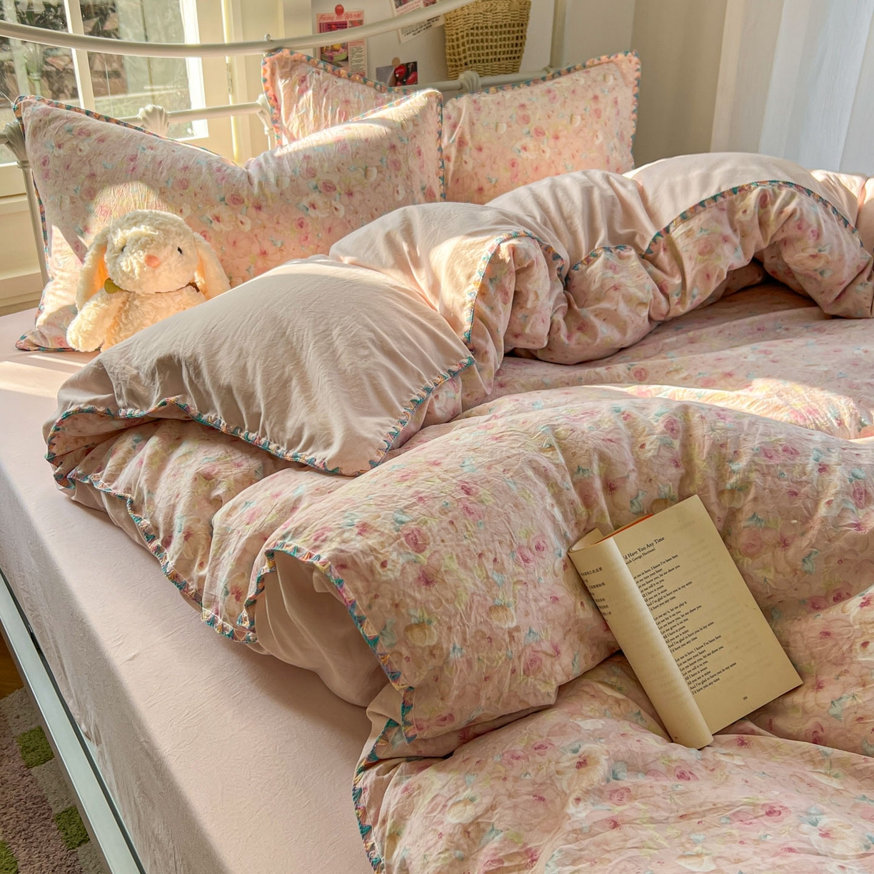 91家纺网 家纺一手货源 找家纺 冕悠家纺 2026新款超柔软卡通七彩贝壳边水洗棉四件套 提供买家秀 七彩- 留香