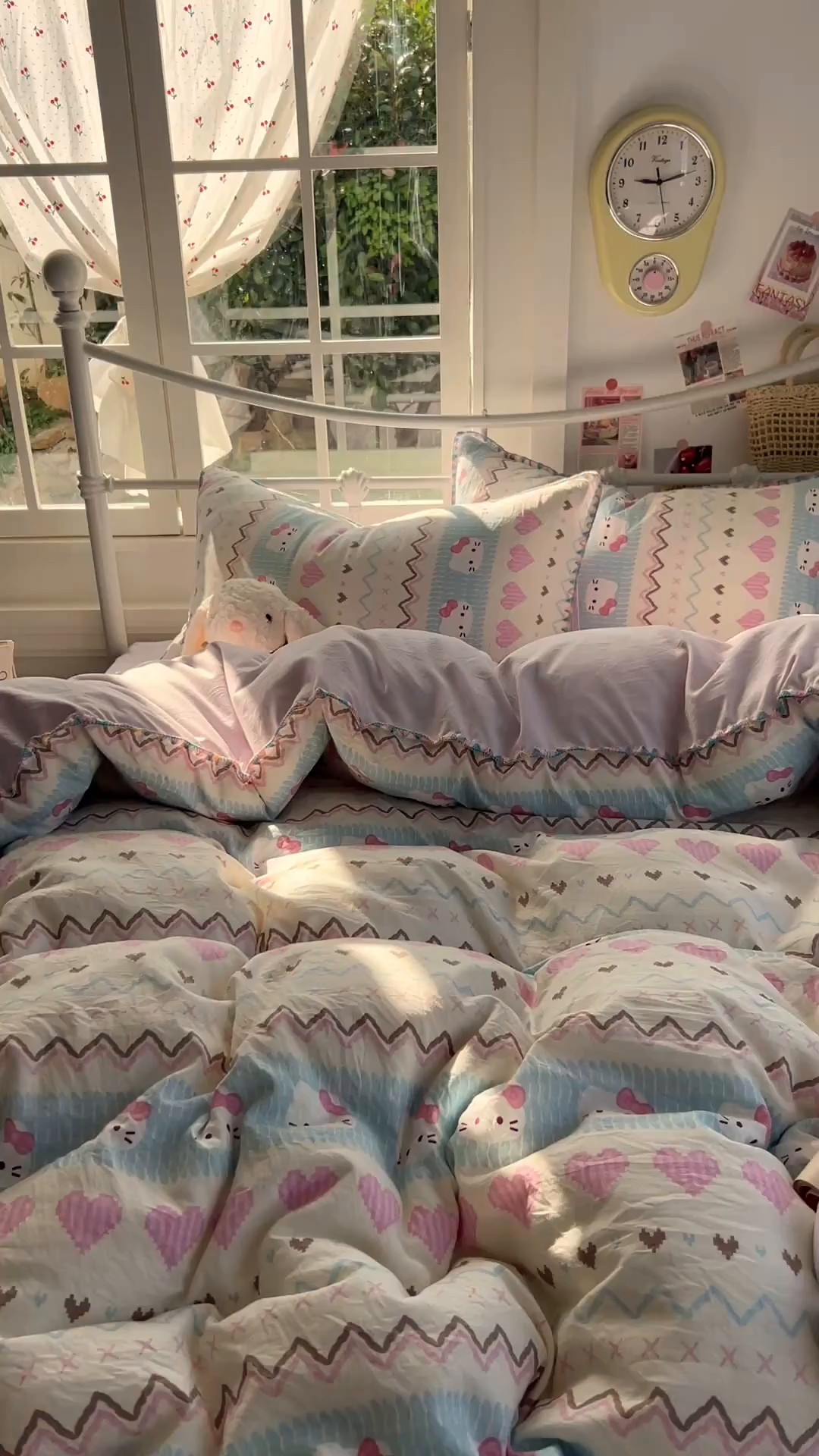 91家纺网 家纺一手货源 找家纺 冕悠家纺 2026新款超柔软卡通七彩贝壳边水洗棉四件套 提供买家秀 七彩-猫猫奶紫