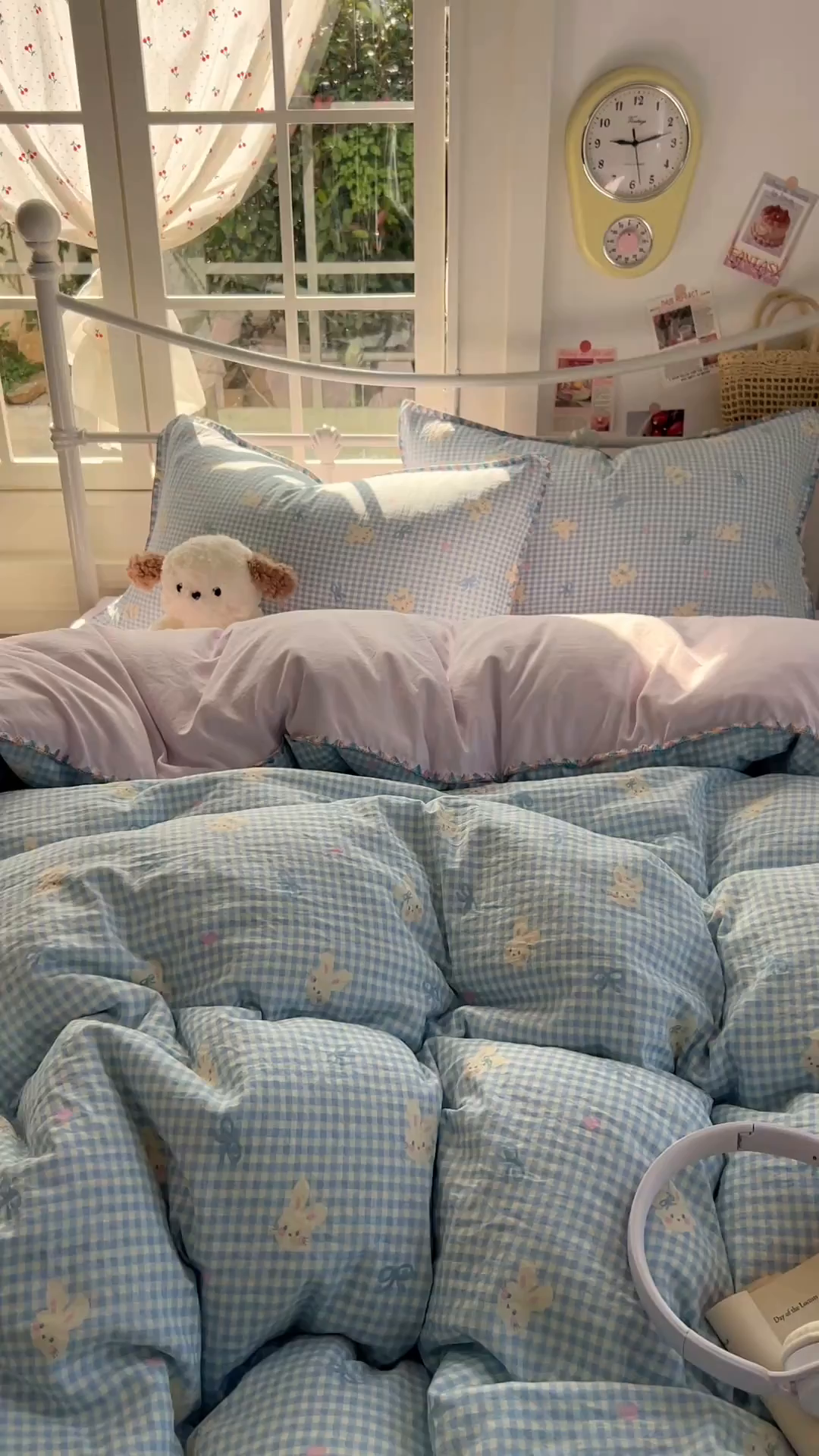 91家纺网 家纺一手货源 找家纺 冕悠家纺 2026新款超柔软卡通七彩贝壳边水洗棉四件套 提供买家秀 七彩-兔兔奶紫