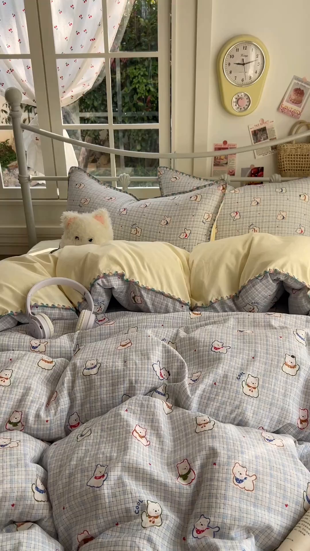 91家纺网 家纺一手货源 找家纺 冕悠家纺 2026新款超柔软卡通七彩贝壳边水洗棉四件套 提供买家秀 七彩-狗狗奶黄