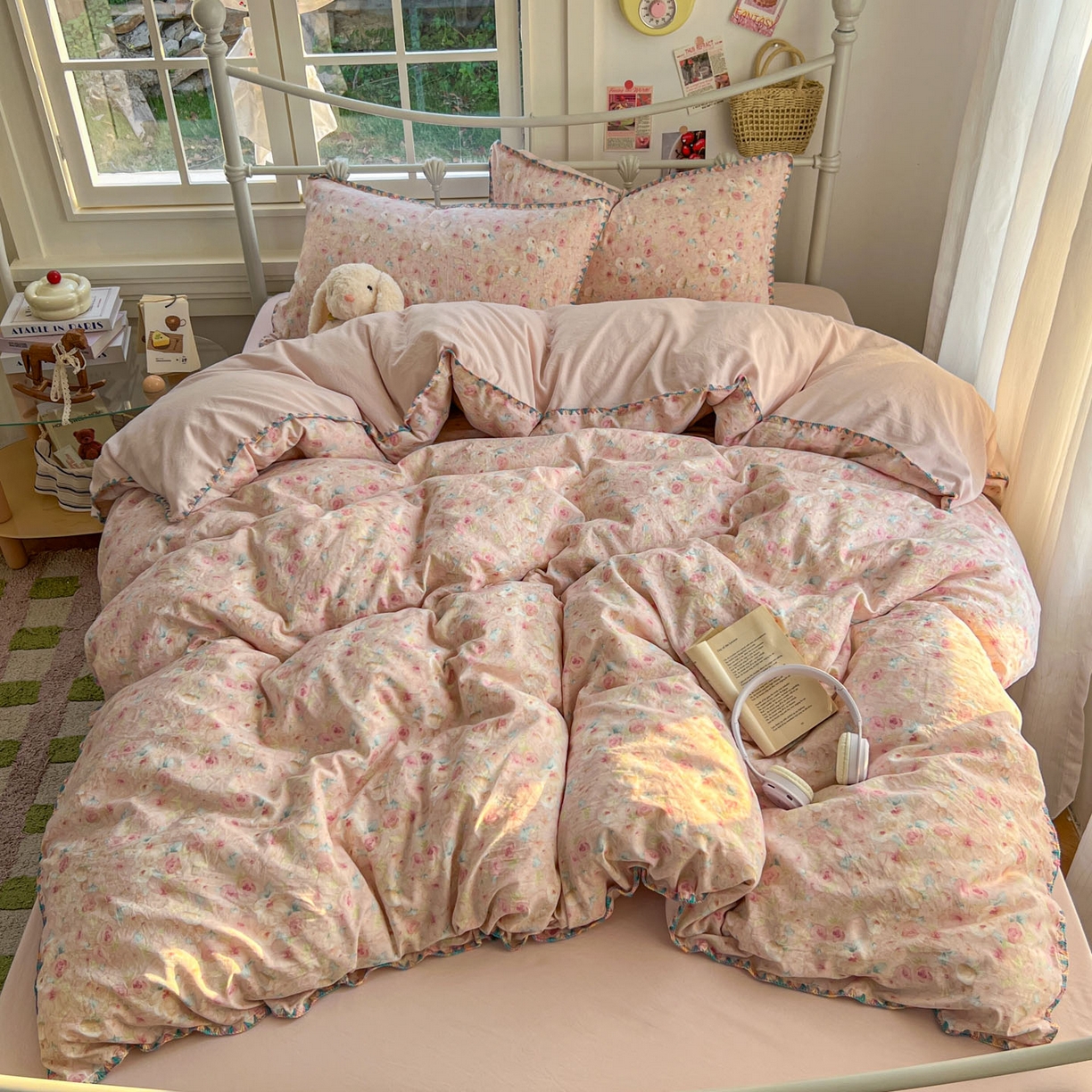 91家纺网 家纺一手货源 找家纺 冕悠家纺 2026新款超柔软卡通七彩贝壳边水洗棉四件套 提供买家秀 七彩- 留香