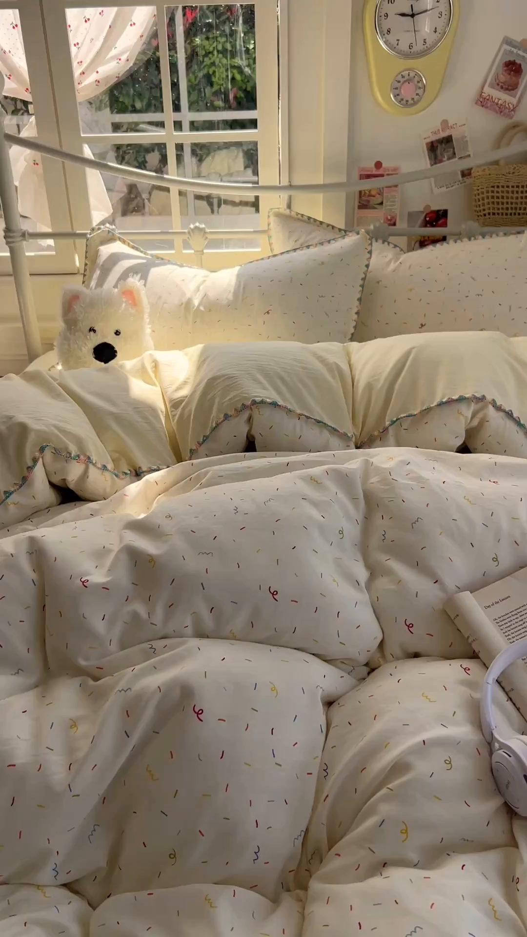 91家纺网 家纺一手货源 找家纺 冕悠家纺 2026新款超柔软卡通七彩贝壳边水洗棉四件套 提供买家秀 七彩-冰激凌奶黄