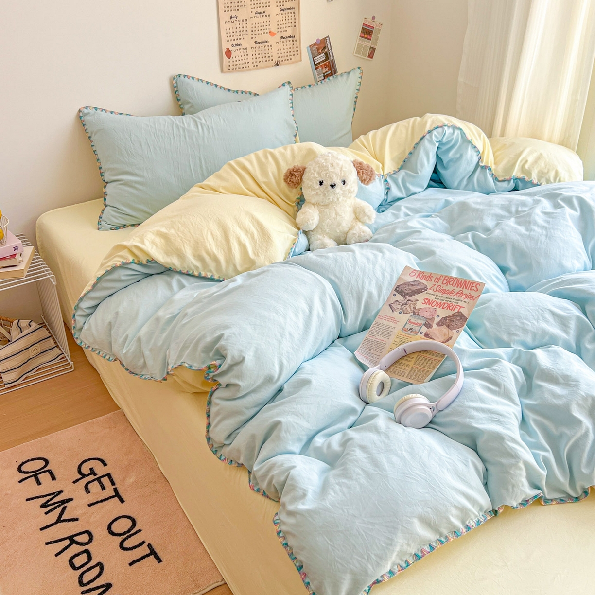 91家纺网 家纺一手货源 找家纺 （总）冕悠家纺 2025新款A类七彩贝壳边水洗棉四件套-加微信提供买家秀2