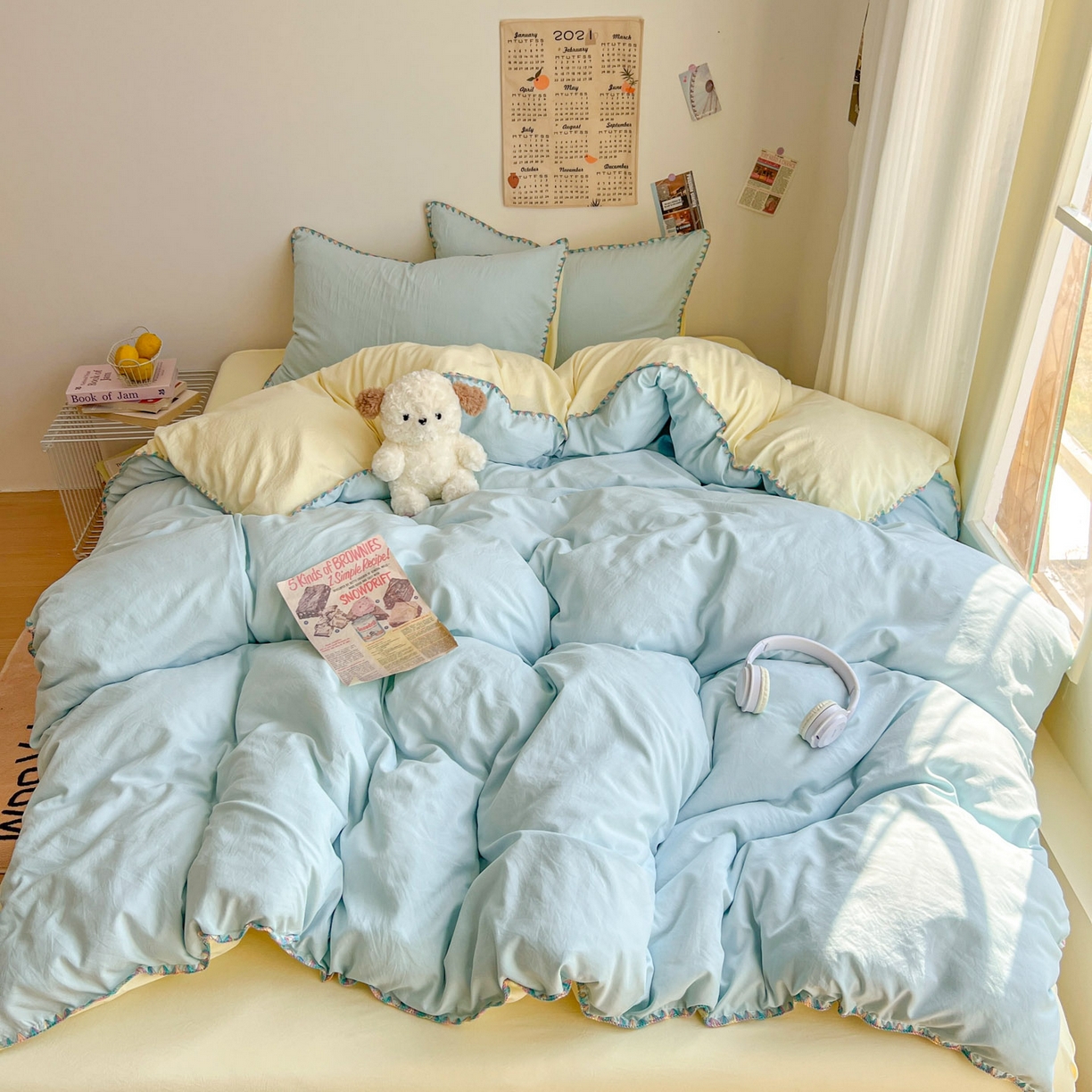 91家纺网 家纺一手货源 找家纺 （总）冕悠家纺 2025新款A类七彩贝壳边水洗棉四件套-加微信提供买家秀2