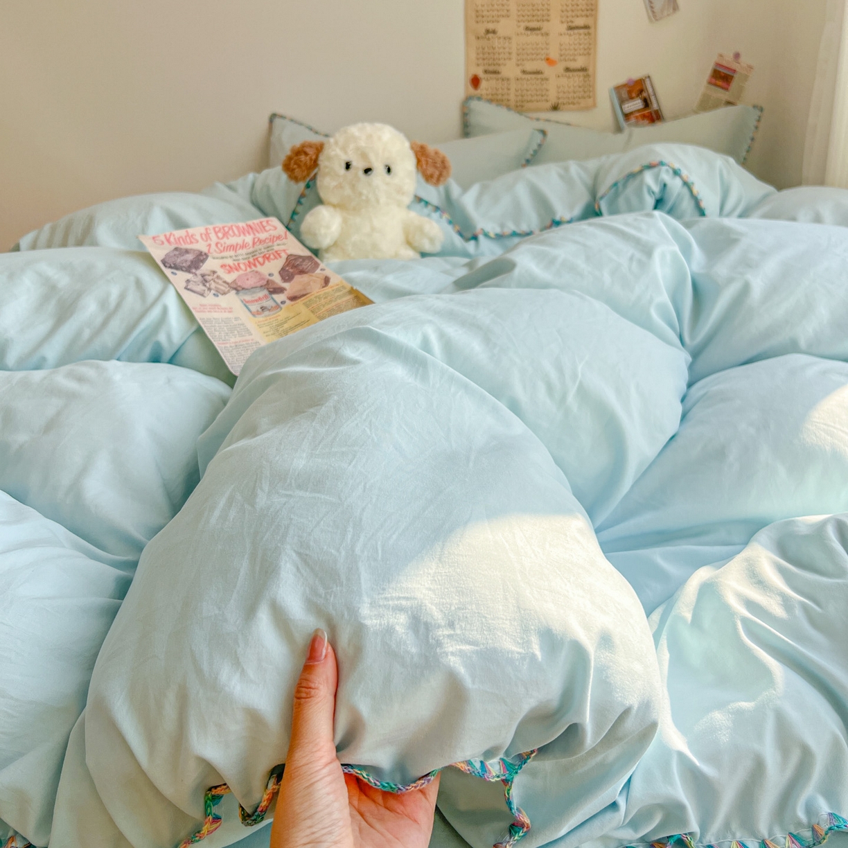 91家纺网 家纺一手货源 找家纺 （总）冕悠家纺 2025新款A类七彩贝壳边水洗棉四件套-加微信提供买家秀2