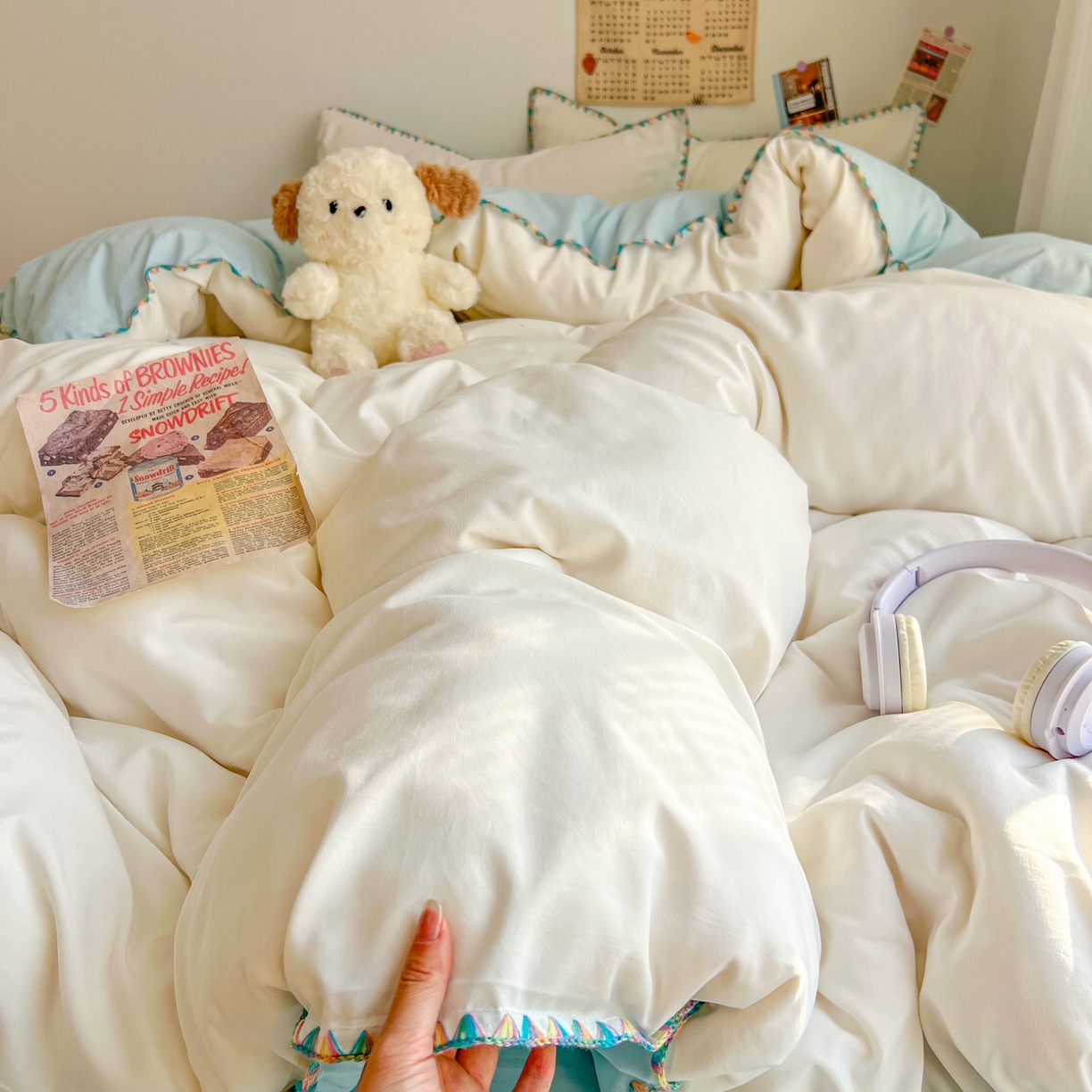 91家纺网 家纺一手货源 找家纺 （总）冕悠家纺 2025新款A类七彩贝壳边水洗棉四件套-加微信提供买家秀2