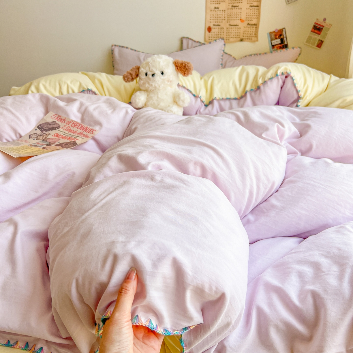 91家纺网 家纺一手货源 找家纺 （总）冕悠家纺 2025新款A类七彩贝壳边水洗棉四件套-加微信提供买家秀2