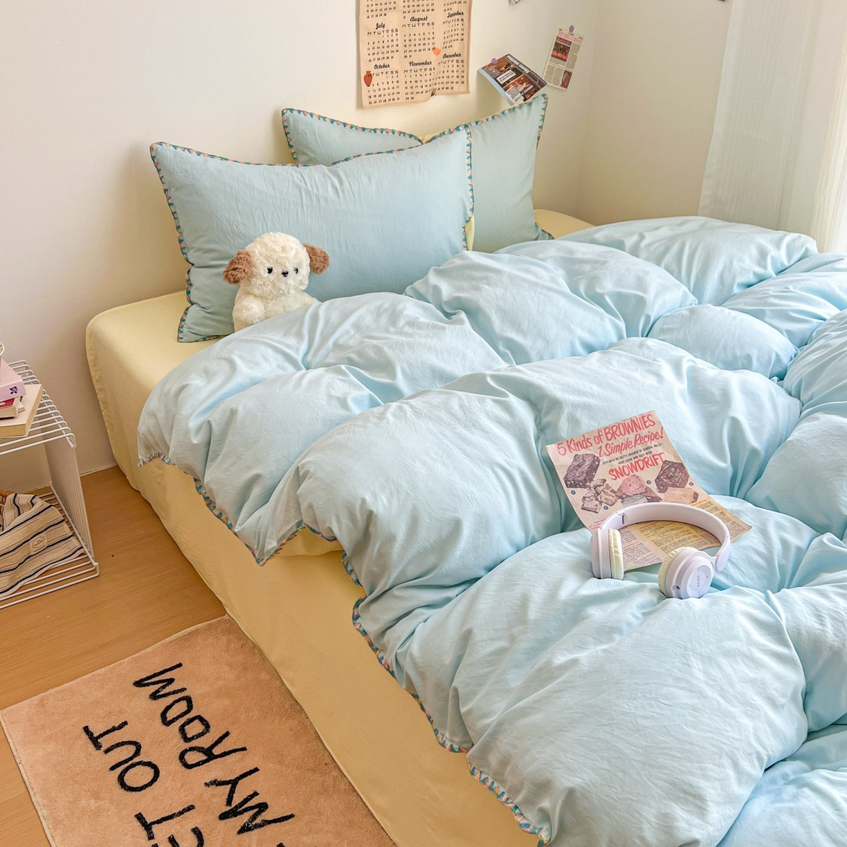 91家纺网 家纺一手货源 找家纺 冕悠家纺 2025新款A类七彩贝壳边水洗棉四件套-加微信提供买家秀2 七彩-芝士云水蓝