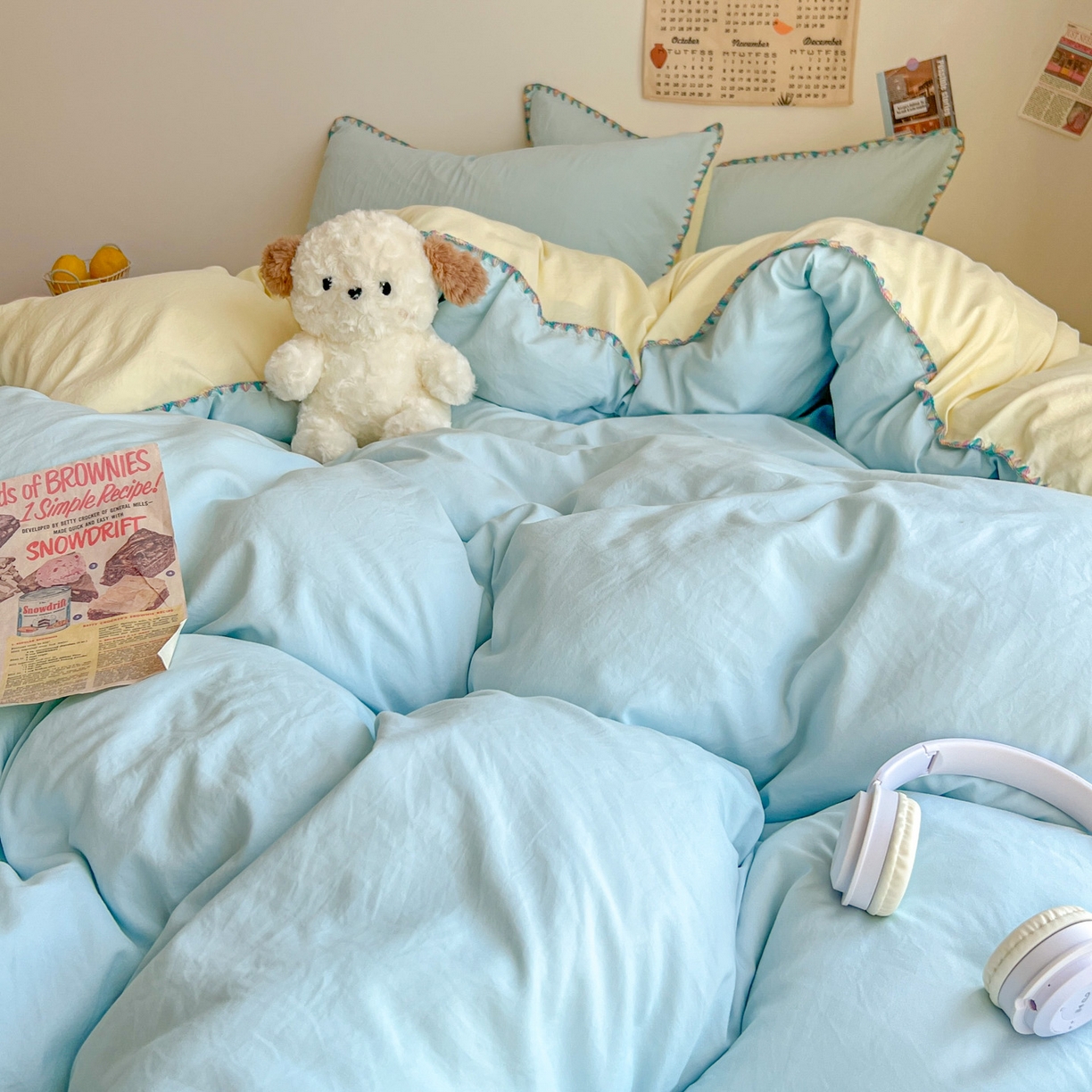 91家纺网 家纺一手货源 找家纺 冕悠家纺 2025新款A类七彩贝壳边水洗棉四件套-加微信提供买家秀2 七彩-芝士云水蓝