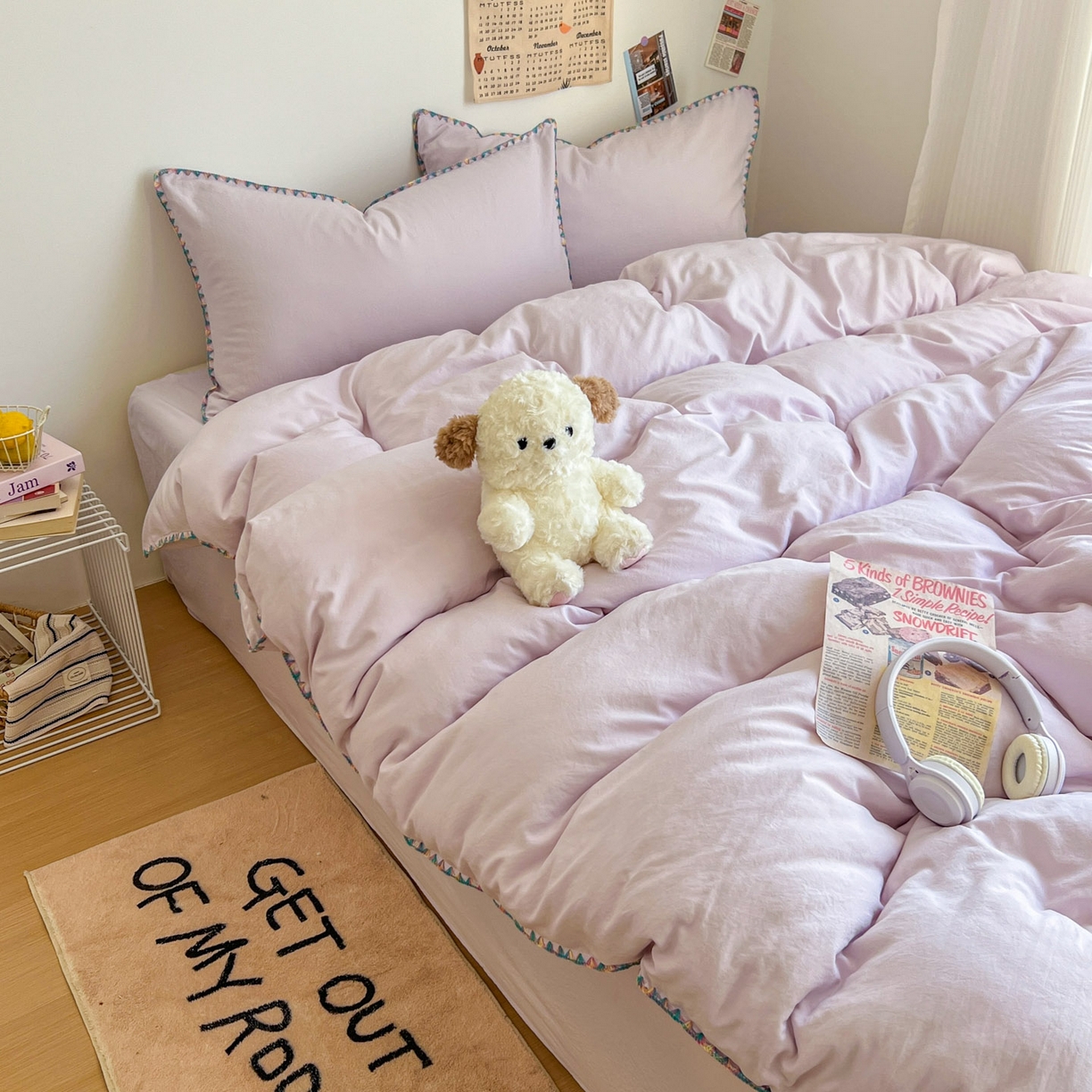 91家纺网 家纺一手货源 找家纺 冕悠家纺 2025新款A类七彩贝壳边水洗棉四件套-加微信提供买家秀2 七彩-暮山紫