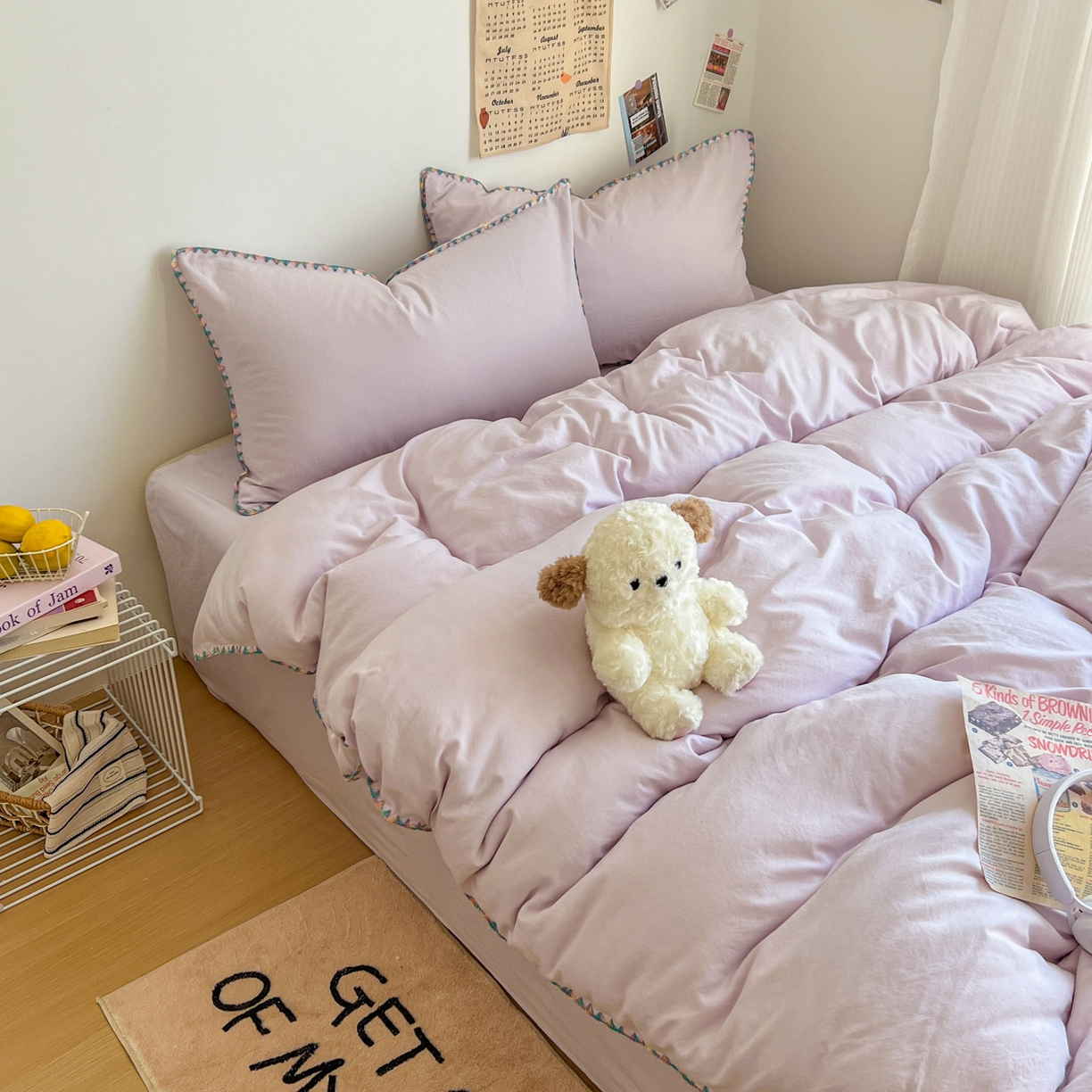 91家纺网 家纺一手货源 找家纺 冕悠家纺 2025新款A类七彩贝壳边水洗棉四件套-加微信提供买家秀2 七彩-暮山紫