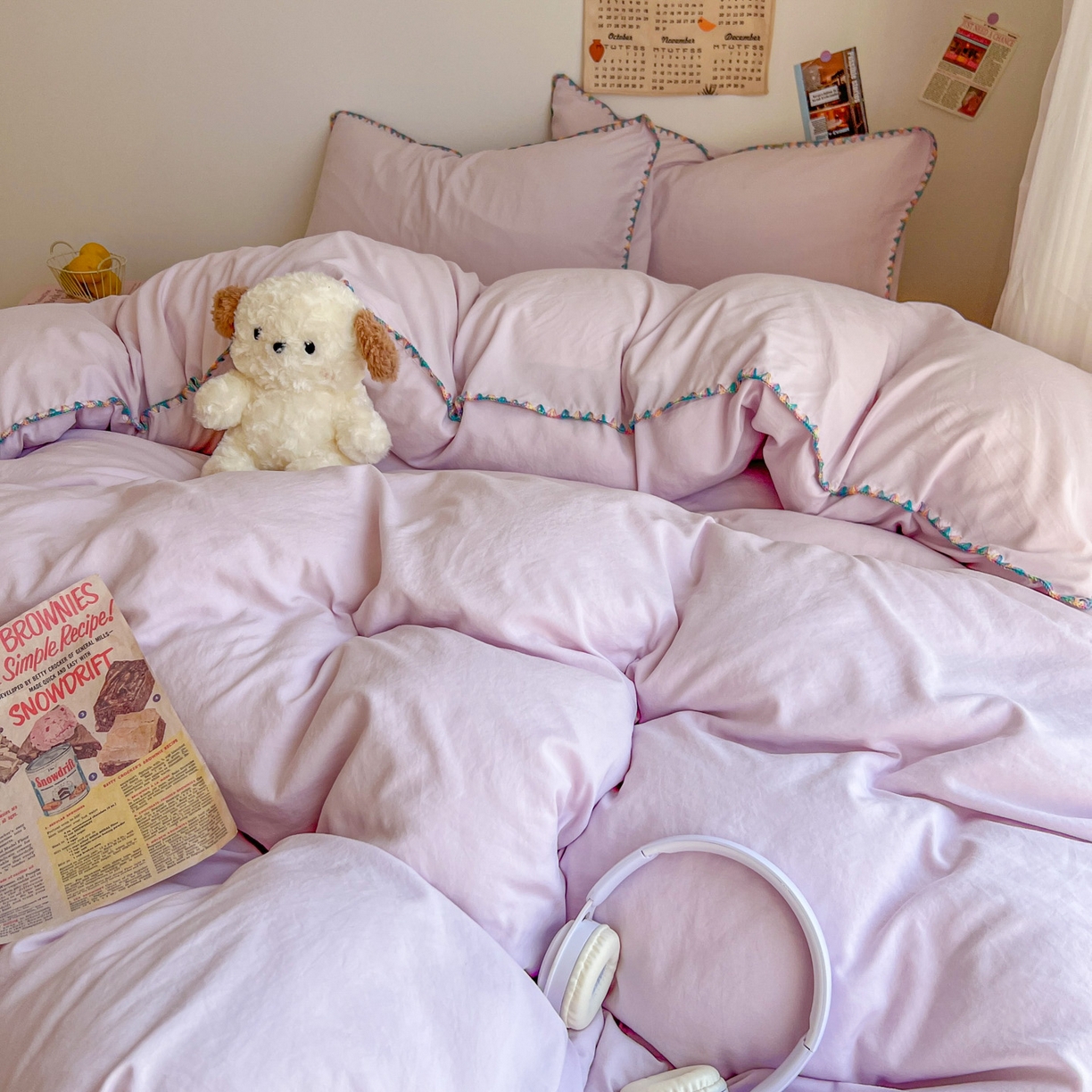 91家纺网 家纺一手货源 找家纺 冕悠家纺 2025新款A类七彩贝壳边水洗棉四件套-加微信提供买家秀2 七彩-暮山紫