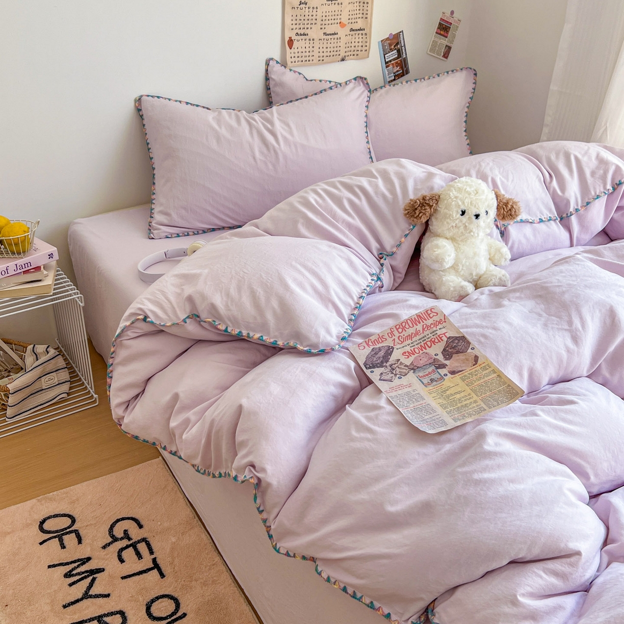 91家纺网 家纺一手货源 找家纺 冕悠家纺 2025新款A类七彩贝壳边水洗棉四件套-加微信提供买家秀2 七彩-暮山紫