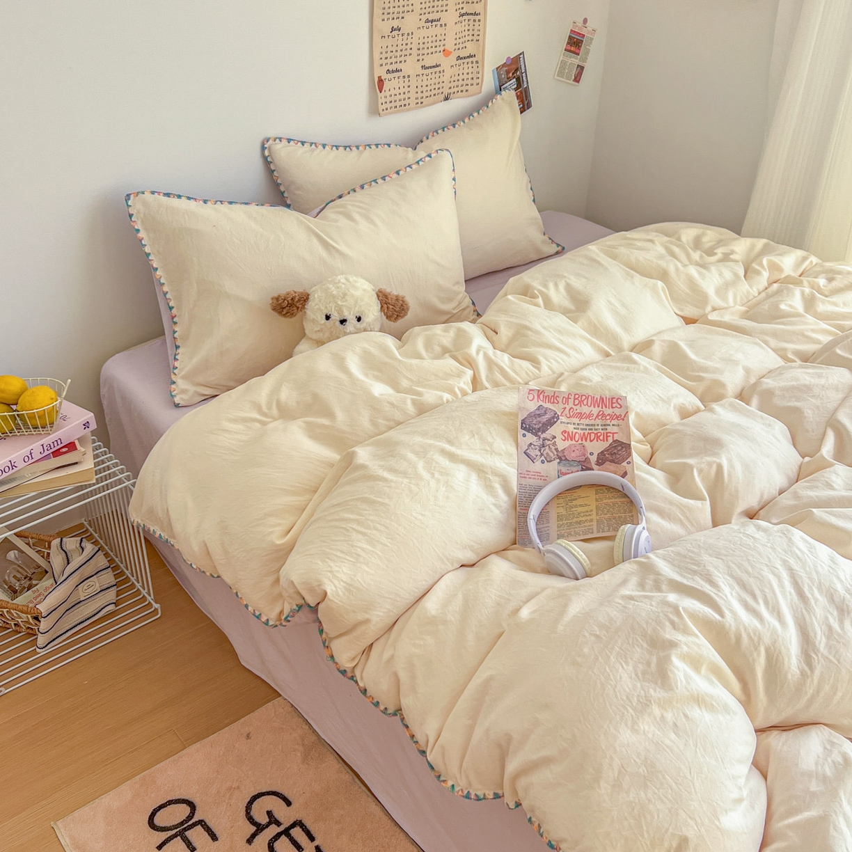 91家纺网 家纺一手货源 找家纺 冕悠家纺 2025新款A类七彩贝壳边水洗棉四件套-加微信提供买家秀2 七彩-暮山紫芝士粉