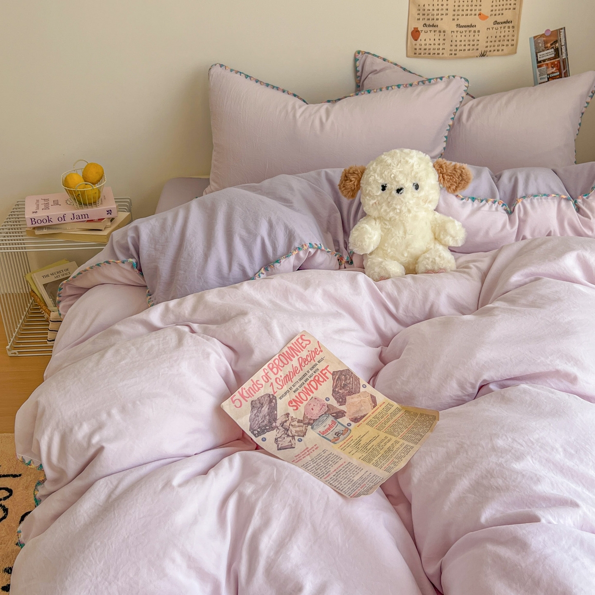 91家纺网 家纺一手货源 找家纺 冕悠家纺 2025新款A类七彩贝壳边水洗棉四件套-加微信提供买家秀2 七彩-深紫暮山紫