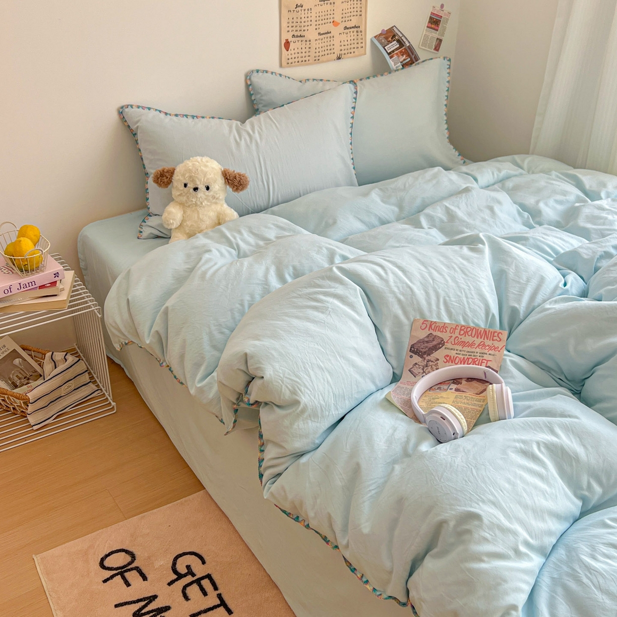 91家纺网 家纺一手货源 找家纺 冕悠家纺 2025新款A类七彩贝壳边水洗棉四件套-加微信提供买家秀2 七彩-云水蓝