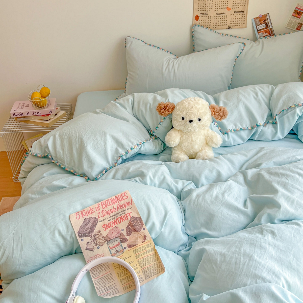 91家纺网 家纺一手货源 找家纺 冕悠家纺 2025新款A类七彩贝壳边水洗棉四件套-加微信提供买家秀2 七彩-云水蓝