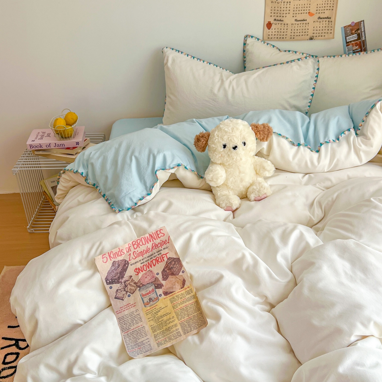 91家纺网 家纺一手货源 找家纺 冕悠家纺 2025新款A类七彩贝壳边水洗棉四件套-加微信提供买家秀2 七彩-云水蓝奶白