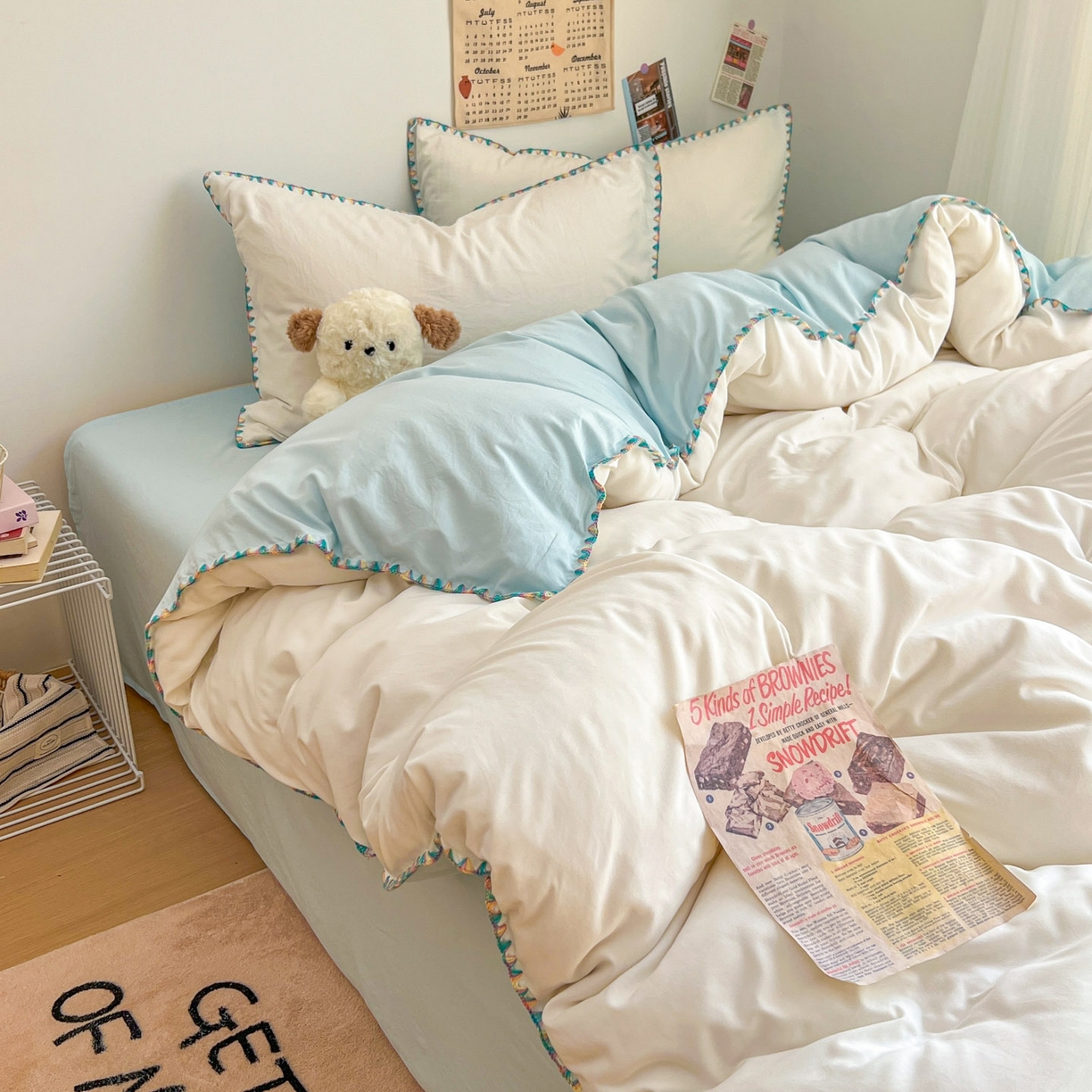 91家纺网 家纺一手货源 找家纺 冕悠家纺 2025新款A类七彩贝壳边水洗棉四件套-加微信提供买家秀2 七彩-云水蓝奶白