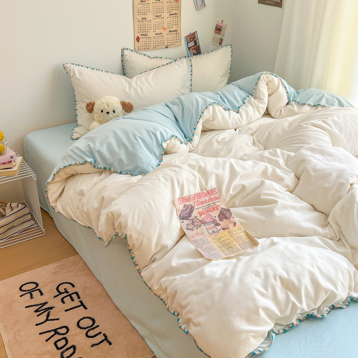 91家纺网 家纺一手货源 找家纺 冕悠家纺 2025新款A类七彩贝壳边水洗棉四件套-加微信提供买家秀2 七彩-云水蓝奶白