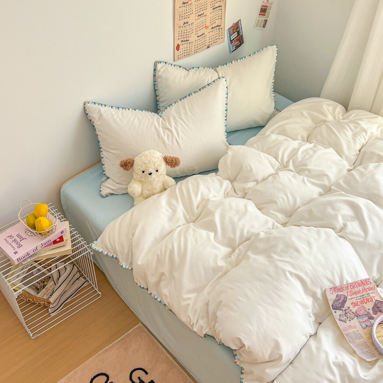 91家纺网 家纺一手货源 找家纺 冕悠家纺 2025新款A类七彩贝壳边水洗棉四件套-加微信提供买家秀2 七彩-云水蓝奶白