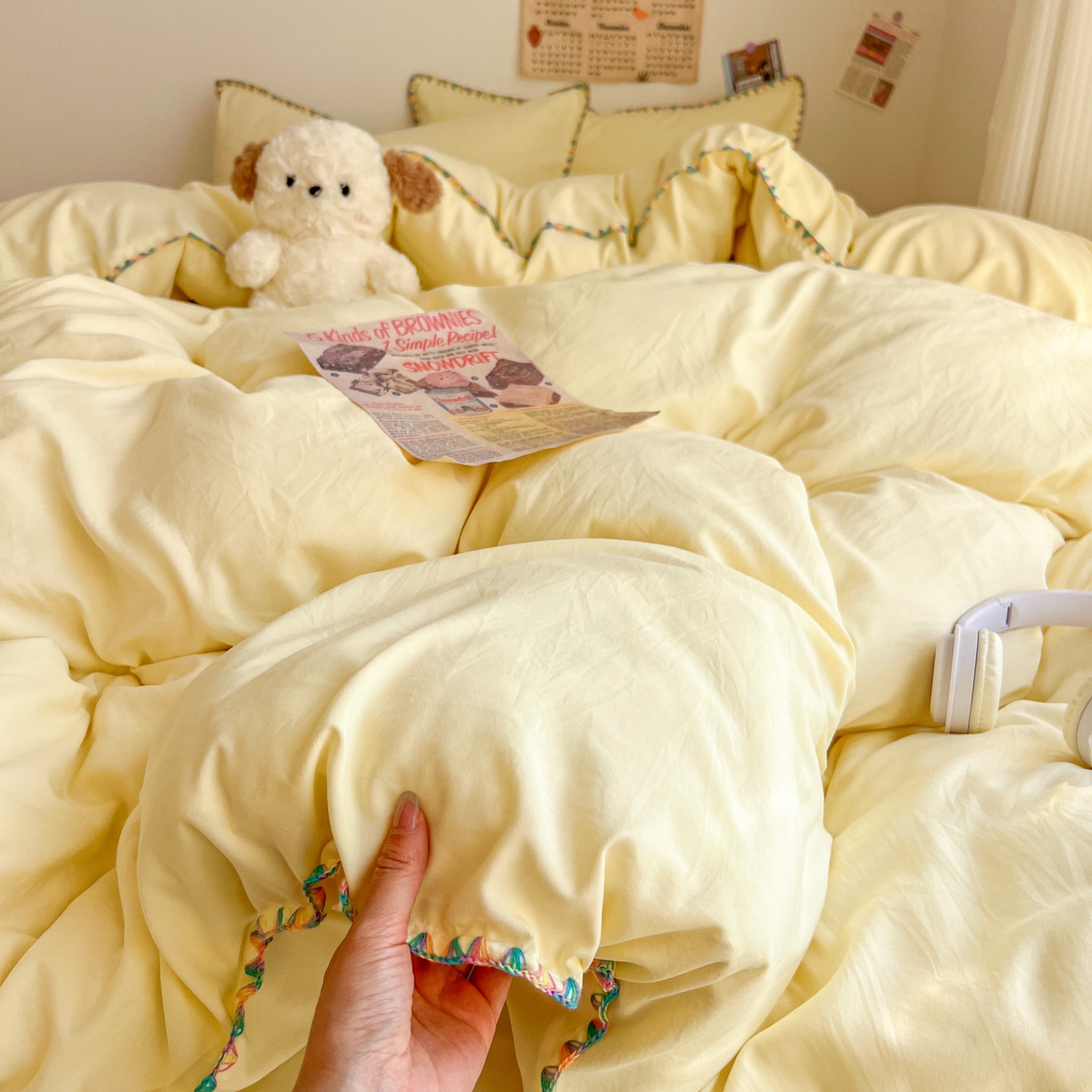 冕悠家纺 2025新款A类七彩贝壳边水洗棉四件套-加微信提供买家秀2 七彩-芝士