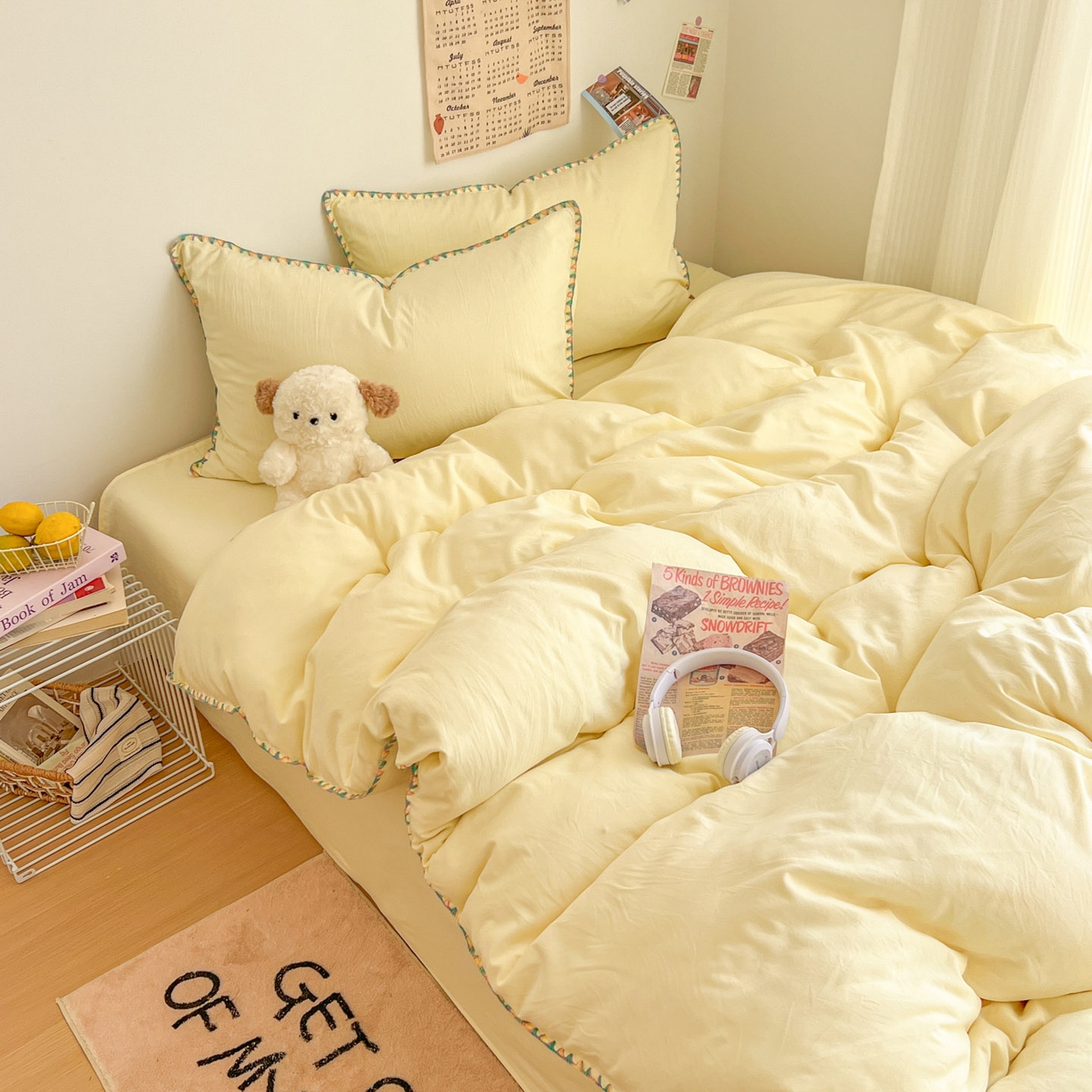 91家纺网 家纺一手货源 找家纺 冕悠家纺 2025新款A类七彩贝壳边水洗棉四件套-加微信提供买家秀2 七彩-芝士