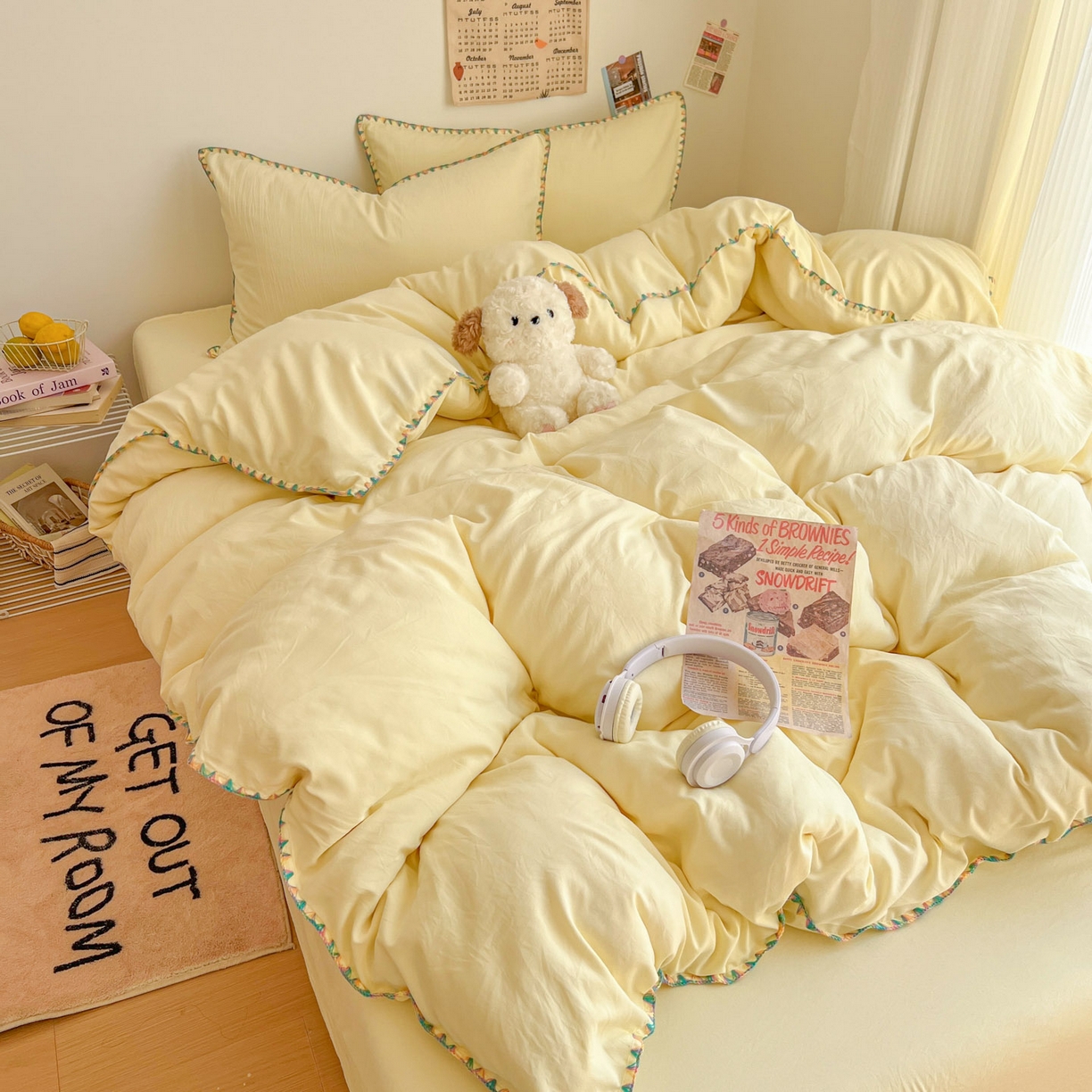 91家纺网 家纺一手货源 找家纺 冕悠家纺 2025新款A类七彩贝壳边水洗棉四件套-加微信提供买家秀2 七彩-芝士