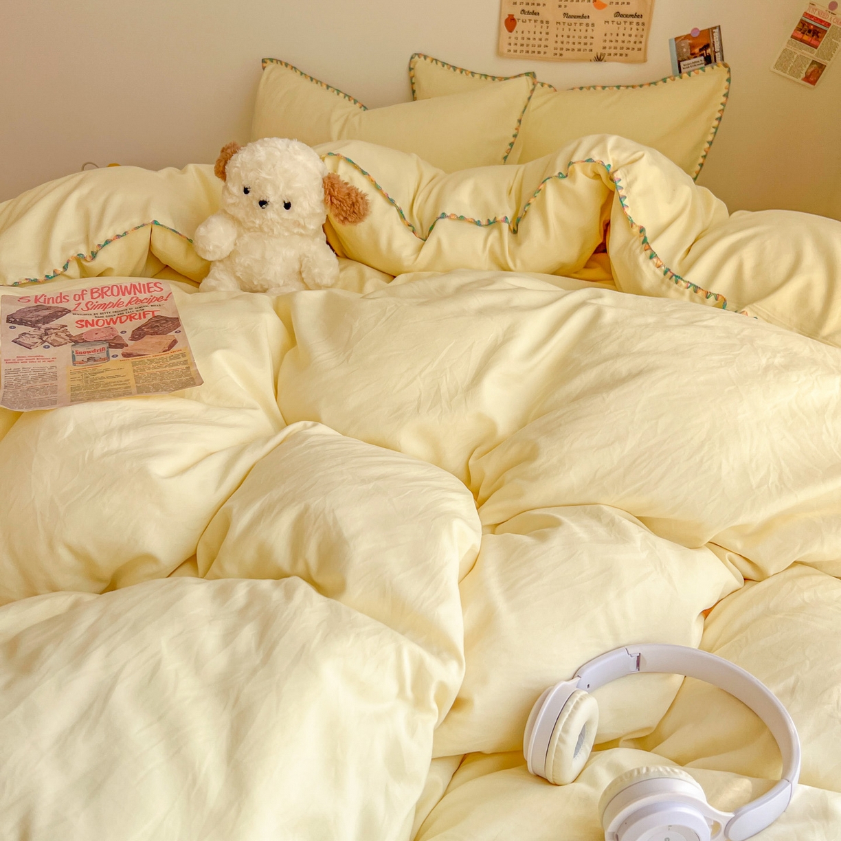 91家纺网 家纺一手货源 找家纺 冕悠家纺 2025新款A类七彩贝壳边水洗棉四件套-加微信提供买家秀2 七彩-芝士