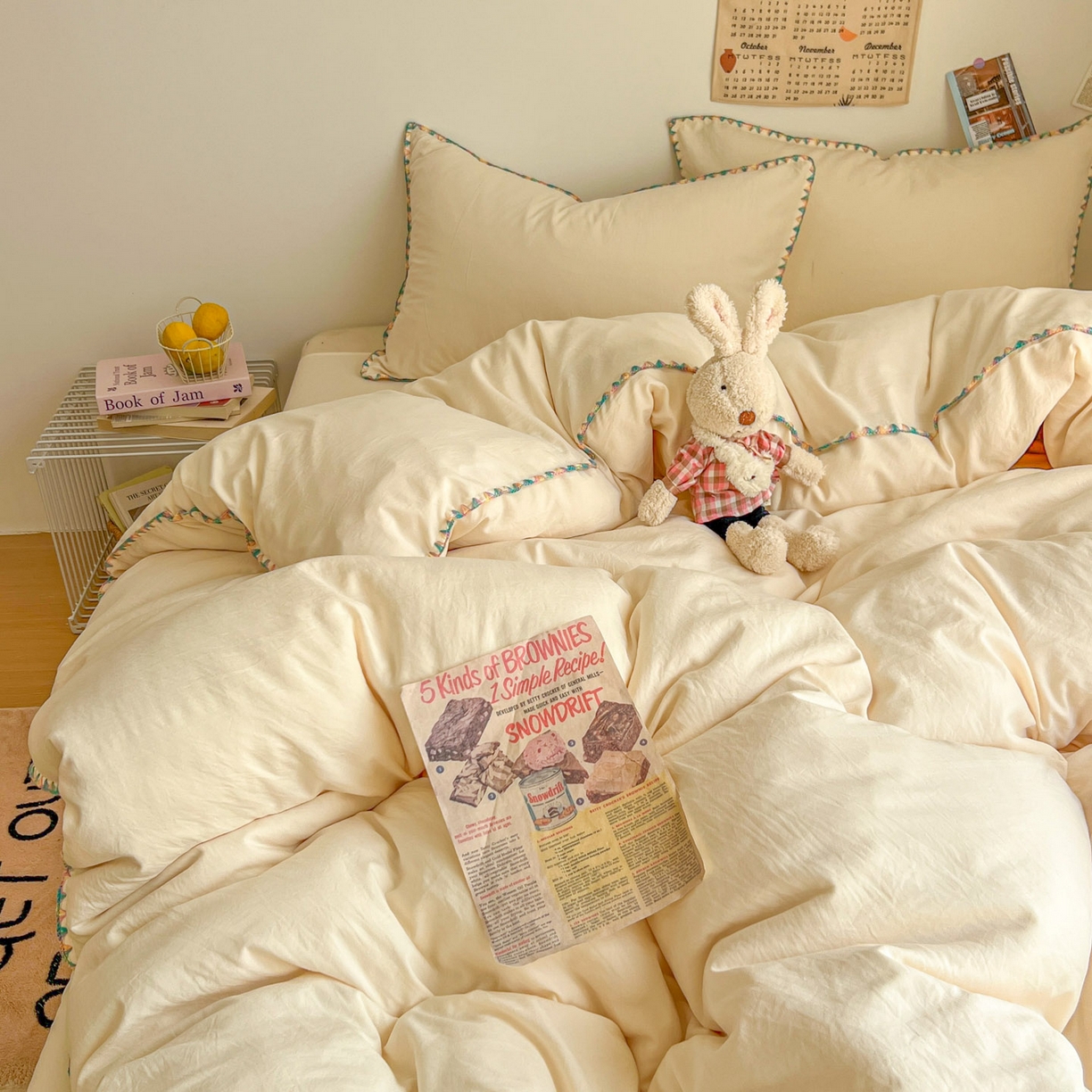 91家纺网 家纺一手货源 找家纺 冕悠家纺 2025新款A类七彩贝壳边水洗棉四件套-加微信提供买家秀2 七彩-芝士粉