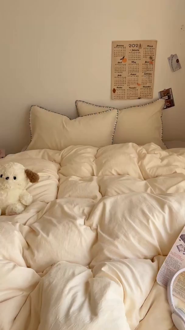 91家纺网 家纺一手货源 找家纺 冕悠家纺 2025新款A类七彩贝壳边水洗棉四件套-加微信提供买家秀2 七彩-芝士粉