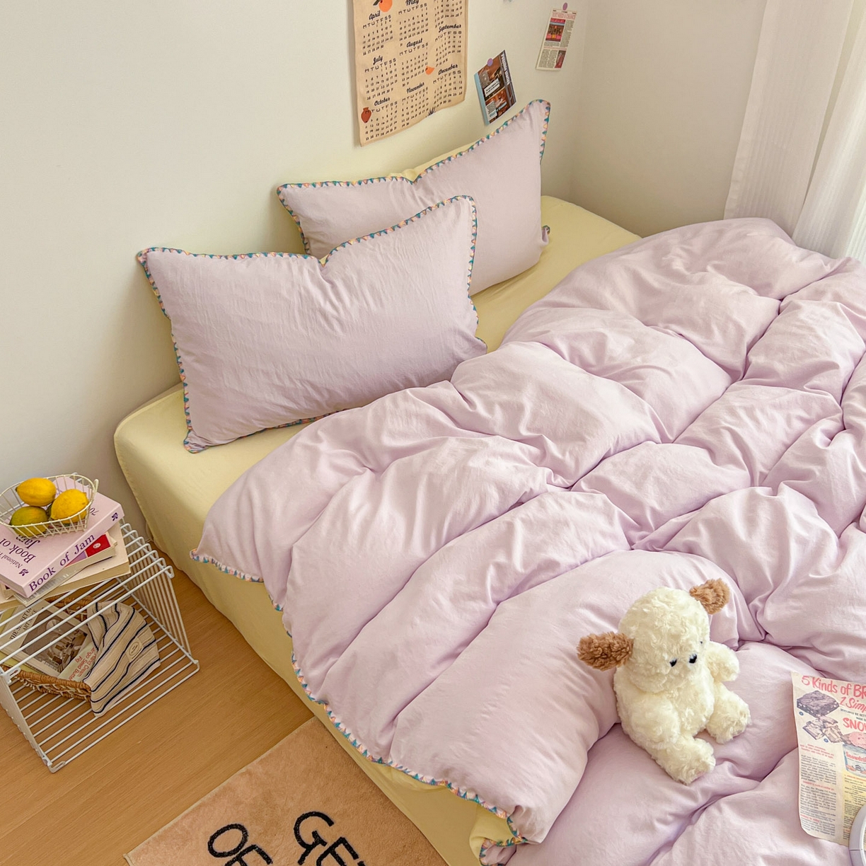 91家纺网 家纺一手货源 找家纺 冕悠家纺 2025新款A类七彩贝壳边水洗棉四件套-加微信提供买家秀2 七彩-芝士暮山紫